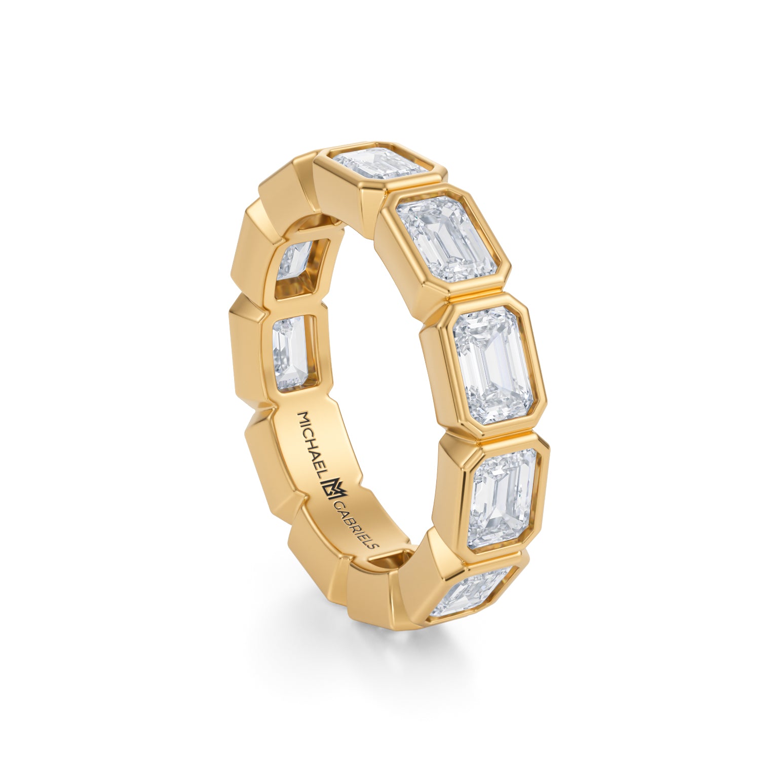 Emerald Bezel Lab Grown Diamond Horizontal Eternity Band - Medium - Michael Gabriels