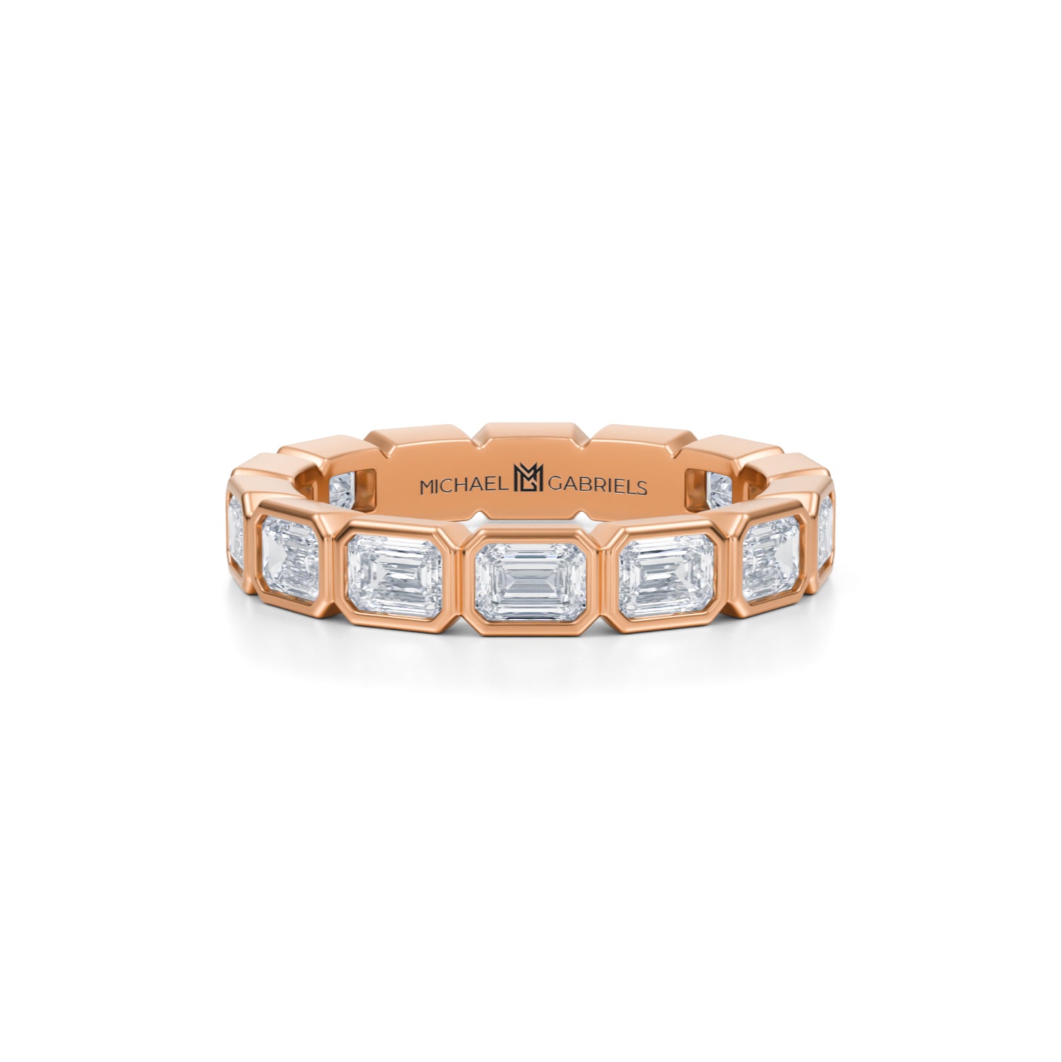 Emerald Bezel Lab Grown Diamond Horizontal Eternity Band - Petite - Michael Gabriels