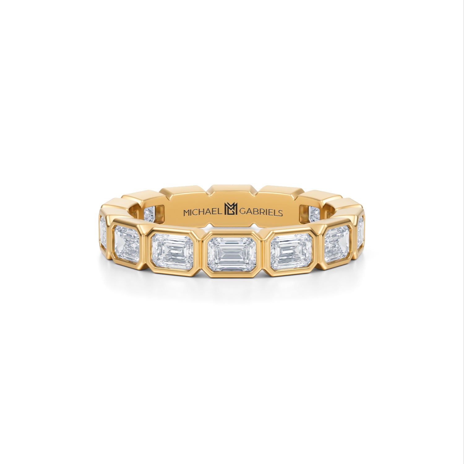 Emerald Bezel Lab Grown Diamond Horizontal Eternity Band - Petite - Michael Gabriels