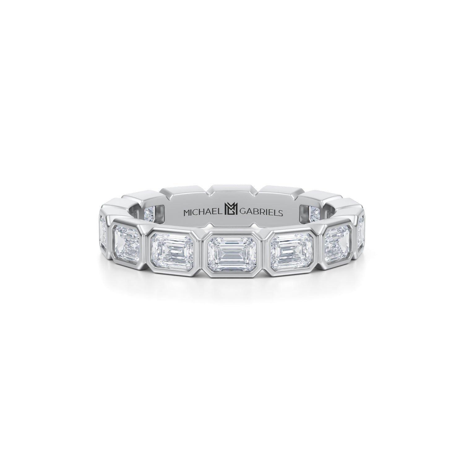 Emerald Bezel Lab Grown Diamond Horizontal Eternity Band - Petite - Michael Gabriels