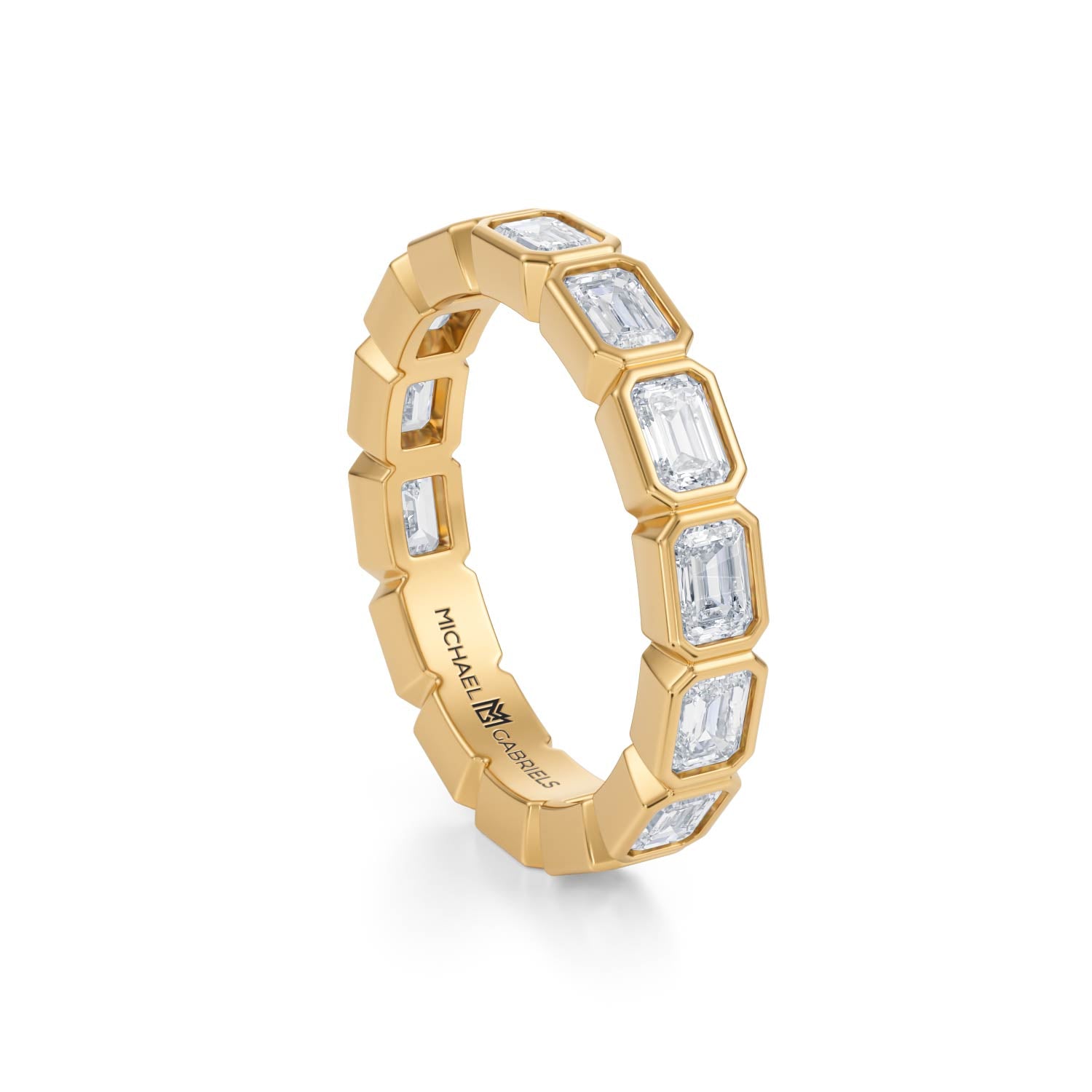 Emerald Bezel Lab Grown Diamond Horizontal Eternity Band - Petite - Michael Gabriels