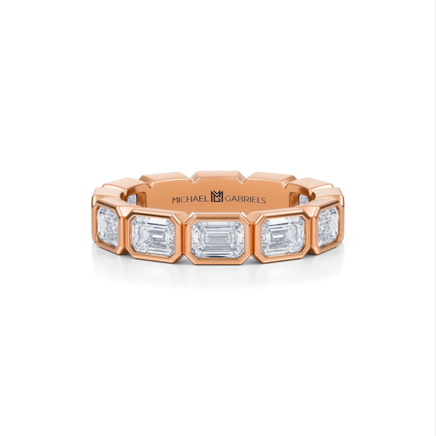 Emerald Bezel Lab Grown Diamond Horizontal Eternity Band - Small - Michael Gabriels
