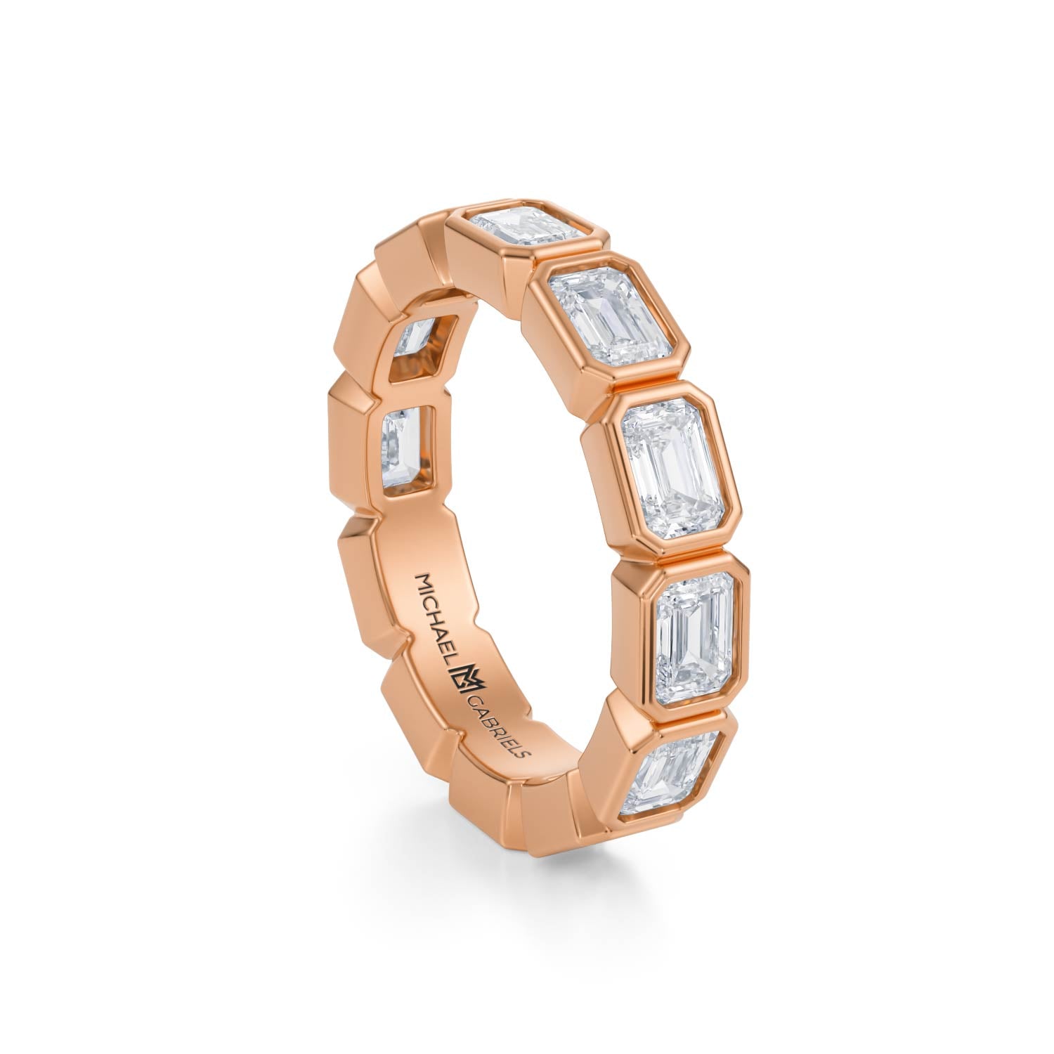 Emerald Bezel Lab Grown Diamond Horizontal Eternity Band - Small - Michael Gabriels