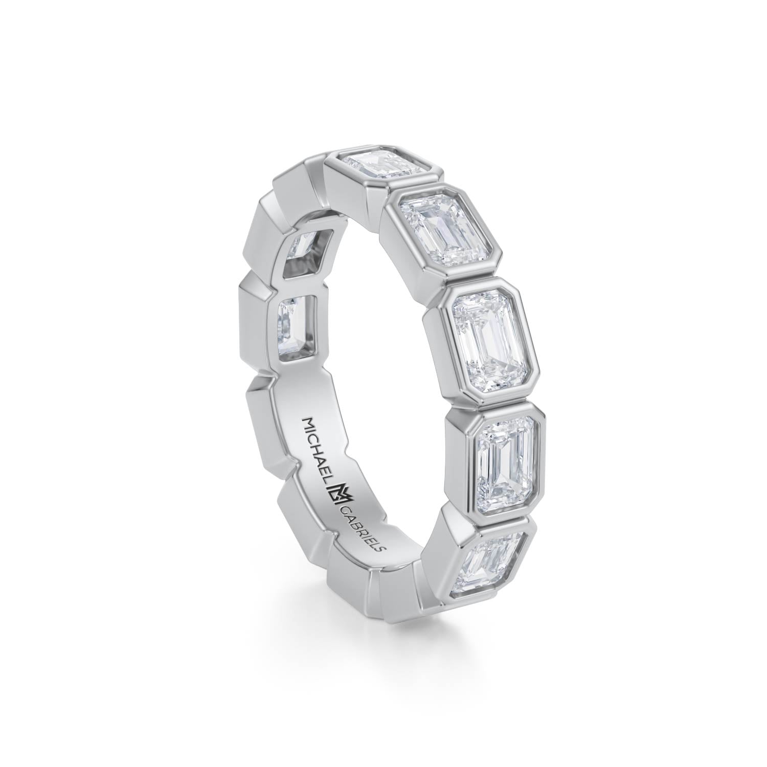 Emerald Bezel Lab Grown Diamond Horizontal Eternity Band - Small - Michael Gabriels