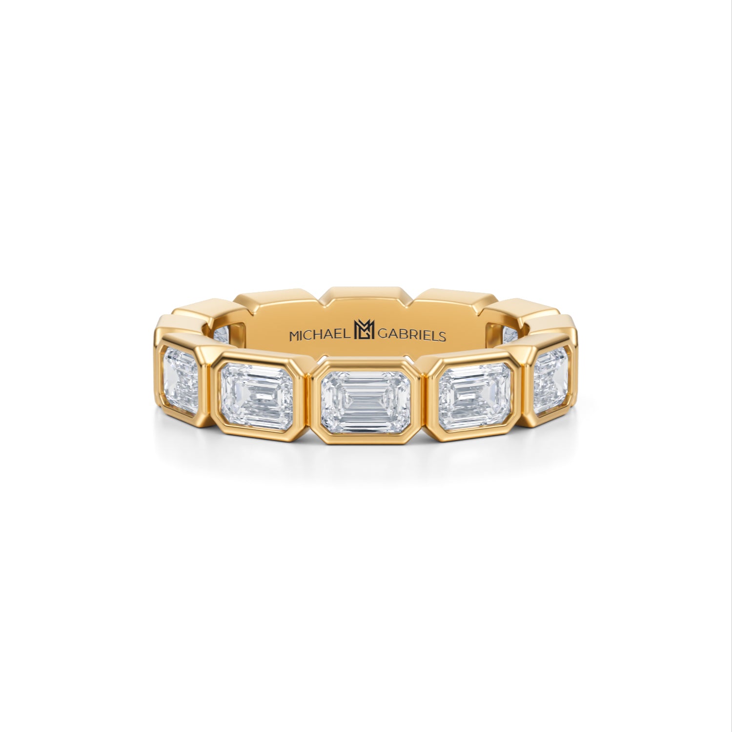 Emerald Bezel Lab Grown Diamond Horizontal Eternity Band - Small - Michael Gabriels