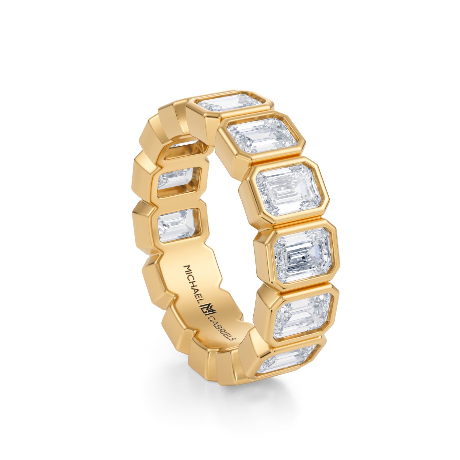 Emerald Bezel Lab Grown Diamond Vertical Eternity Band - Medium - Michael Gabriels