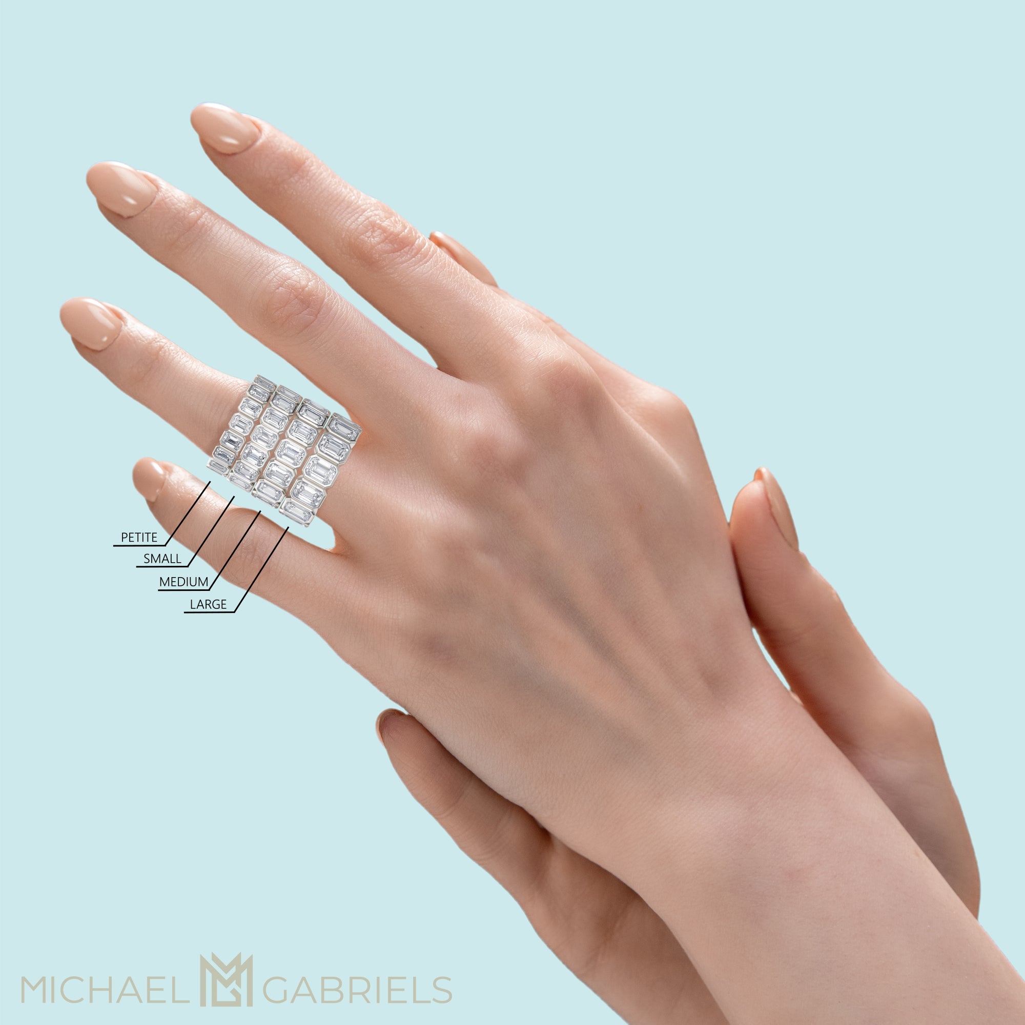 Emerald Bezel Lab Grown Diamond Vertical Eternity Band - Medium - Michael Gabriels