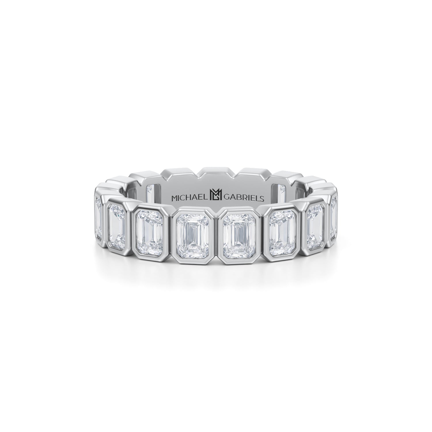 Emerald Bezel Lab Grown Diamond Vertical Eternity Band - Petite - Michael Gabriels