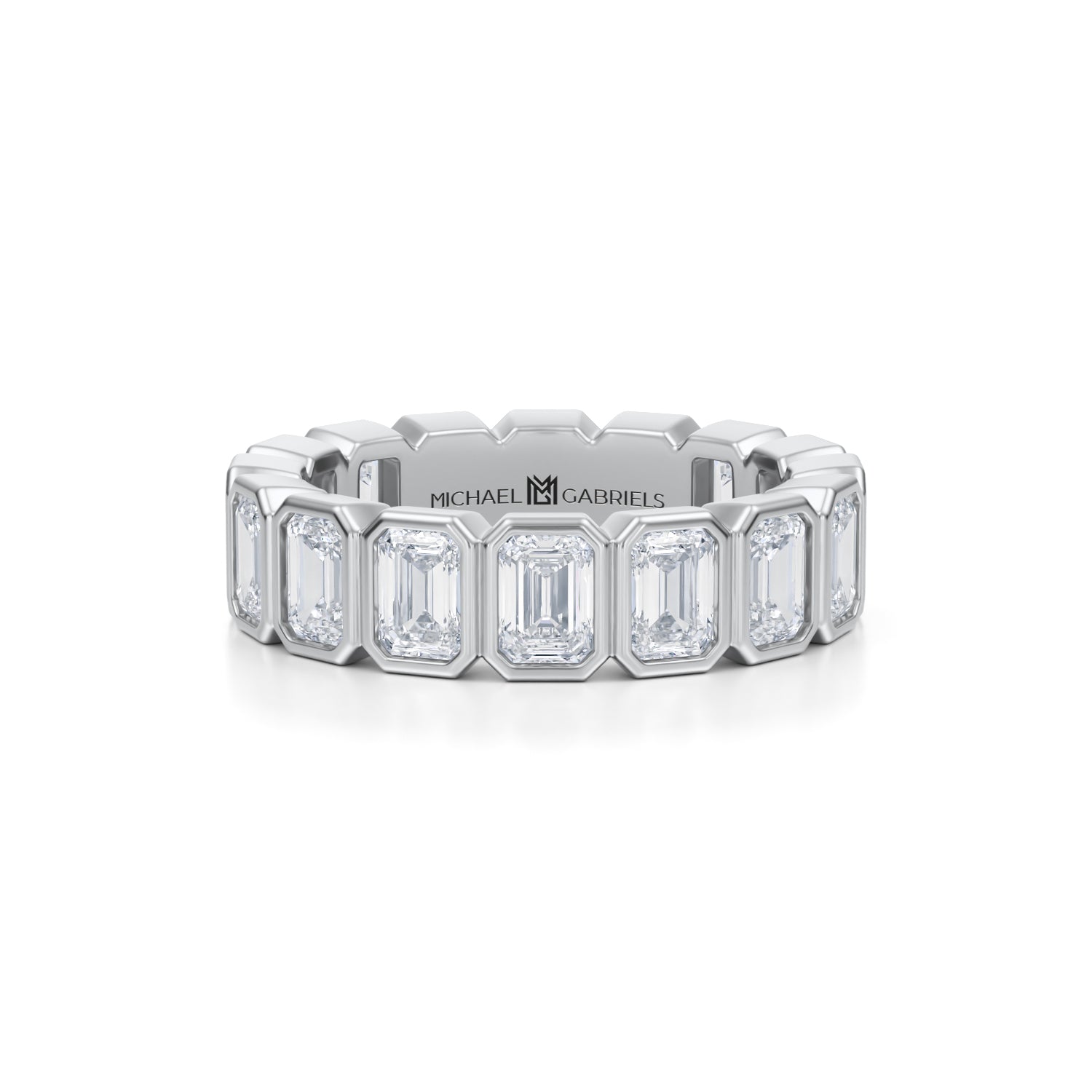Emerald Bezel Lab Grown Diamond Vertical Eternity Band - Small - Michael Gabriels