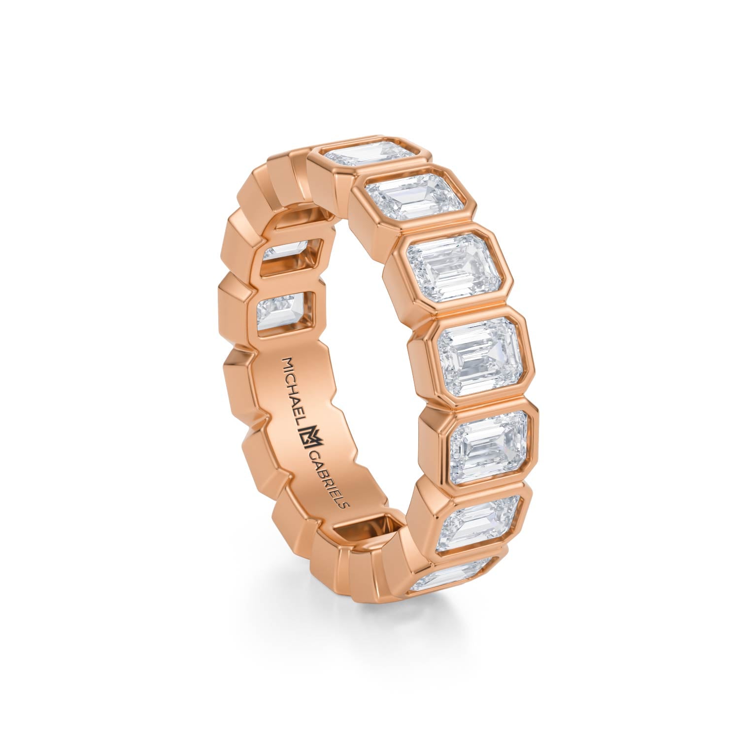 Emerald Bezel Lab Grown Diamond Vertical Eternity Band - Small - Michael Gabriels