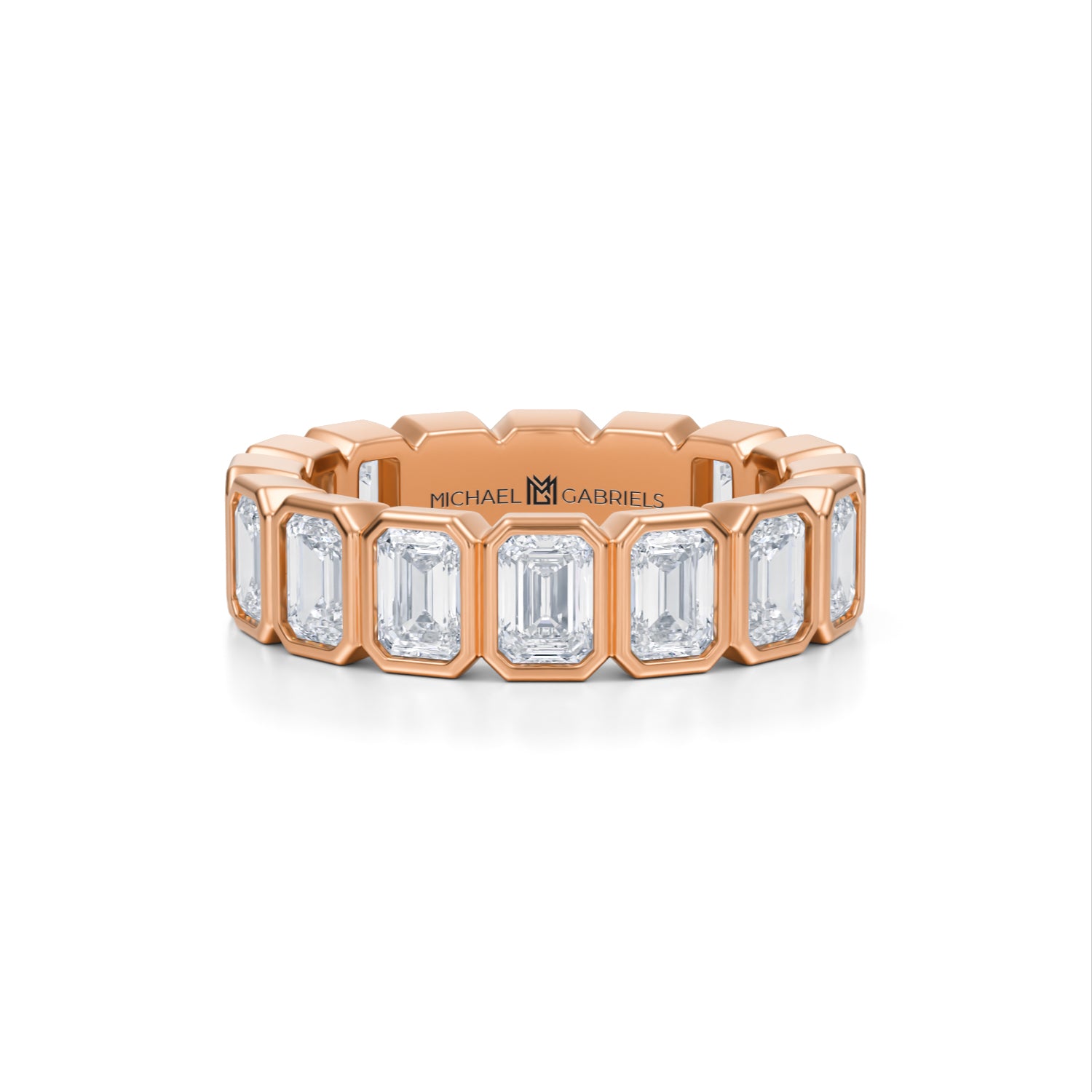 Emerald Bezel Lab Grown Diamond Vertical Eternity Band - Small - Michael Gabriels