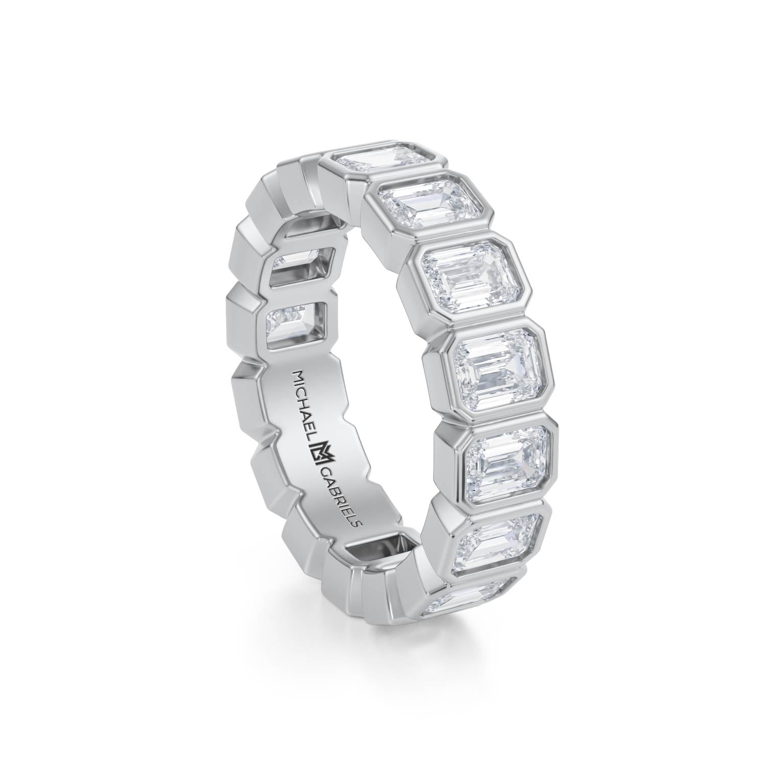 Emerald Bezel Lab Grown Diamond Vertical Eternity Band - Small - Michael Gabriels