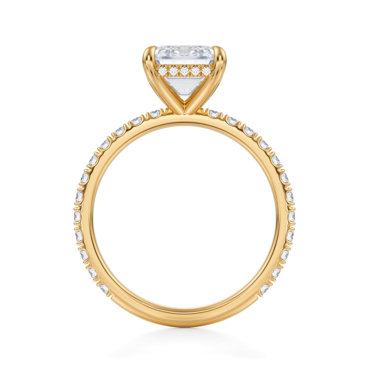 Emerald Invisible Halo With Pave Ring (3.20 Carat F-VVS2) - Michael Gabriels