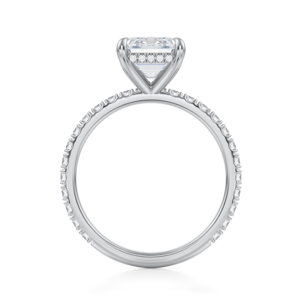 Emerald Invisible Halo With Pave Ring (3.70 Carat F-VVS2) - Michael Gabriels