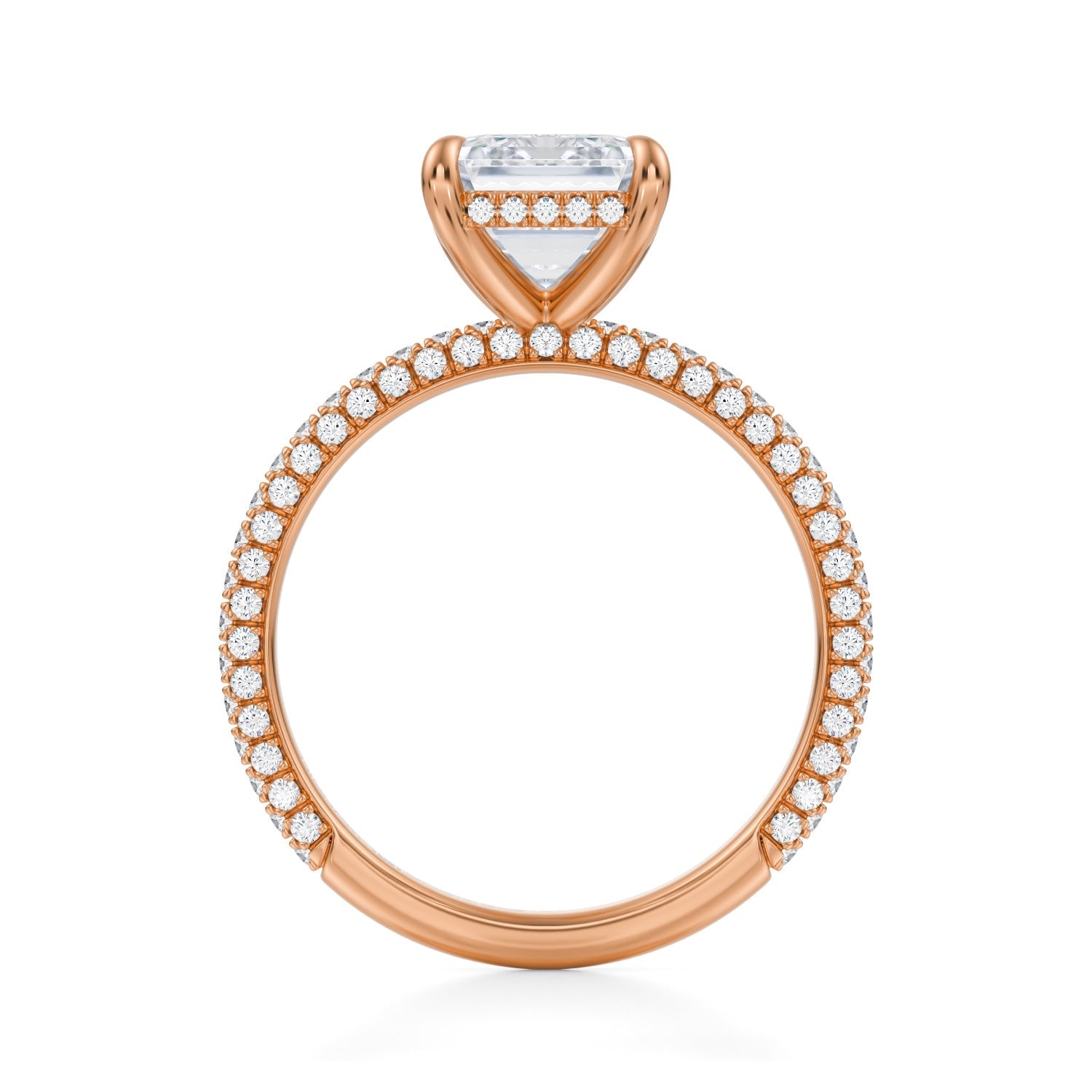 Emerald Invisible Halo With Trio Pave Ring (3.50 Carat D-VVS2) - Michael Gabriels