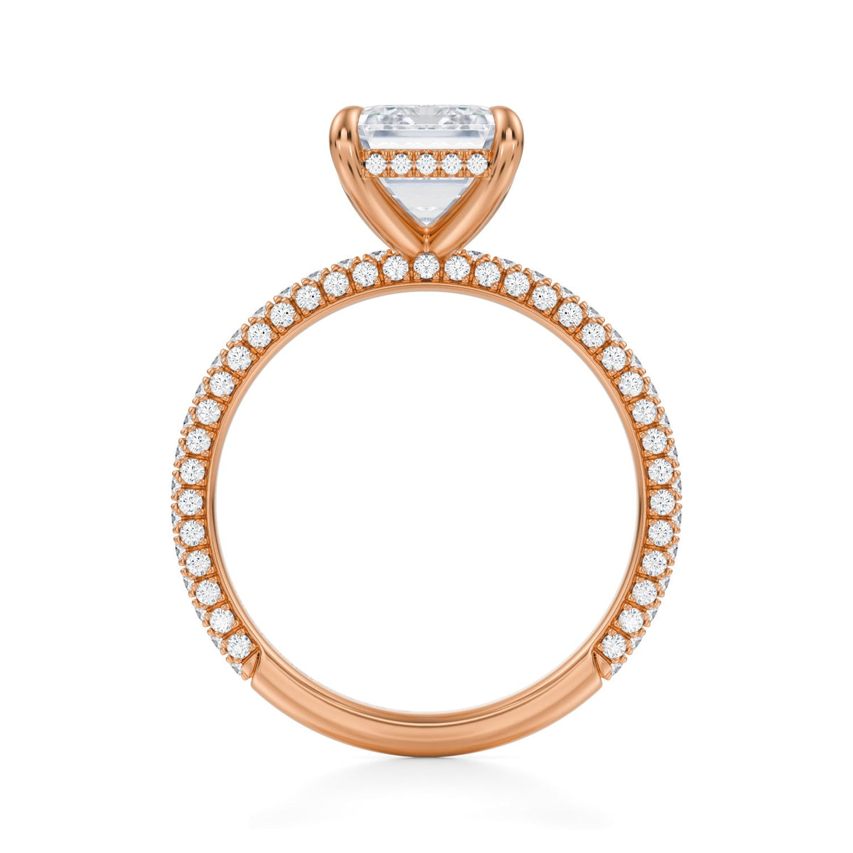 Emerald Invisible Halo With Trio Pave Ring (3.70 Carat F-VS1) - Michael Gabriels