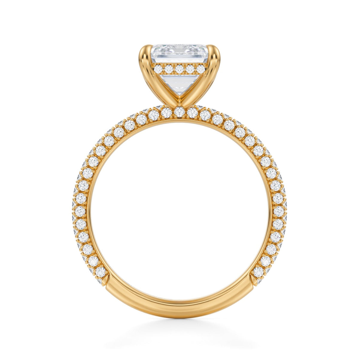 Emerald Invisible Halo With Trio Pave Ring (3.70 Carat F-VVS2) - Michael Gabriels