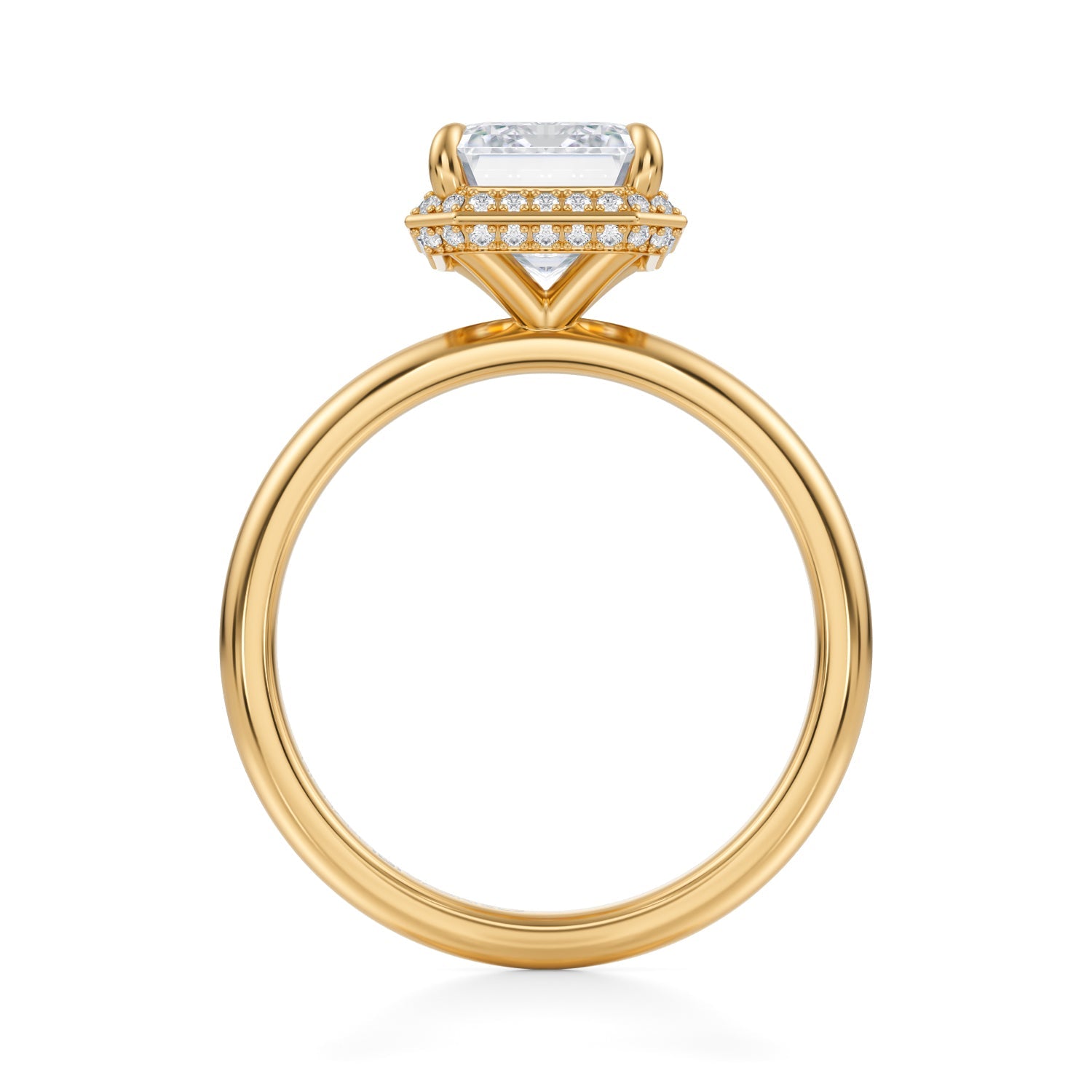 Emerald Knife Edge Halo With Solitaire Ring (1.20 Carat E-VVS2) - Michael Gabriels