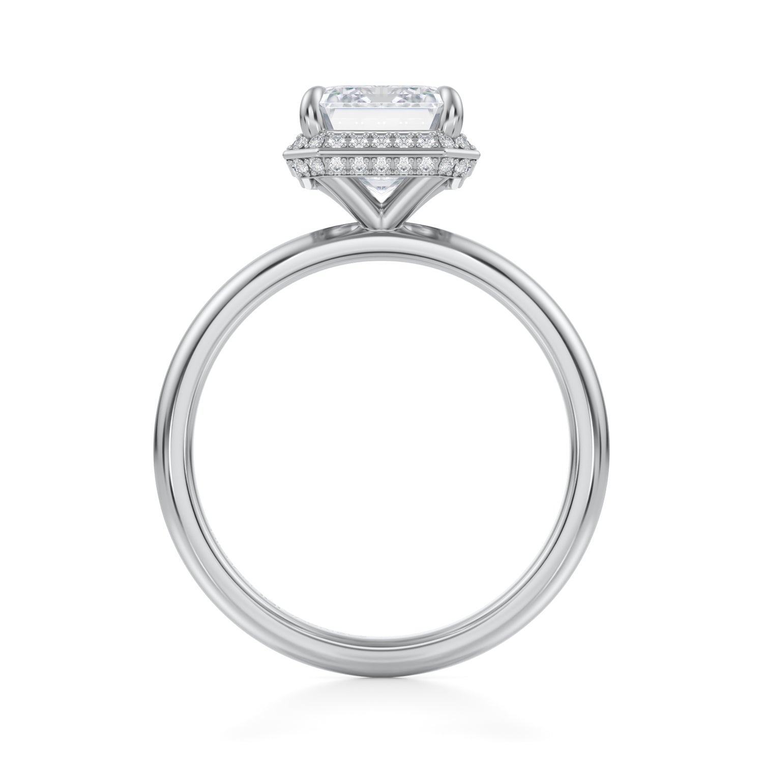 Emerald Knife Edge Halo With Solitaire Ring (1.20 Carat G-VVS2) - Michael Gabriels