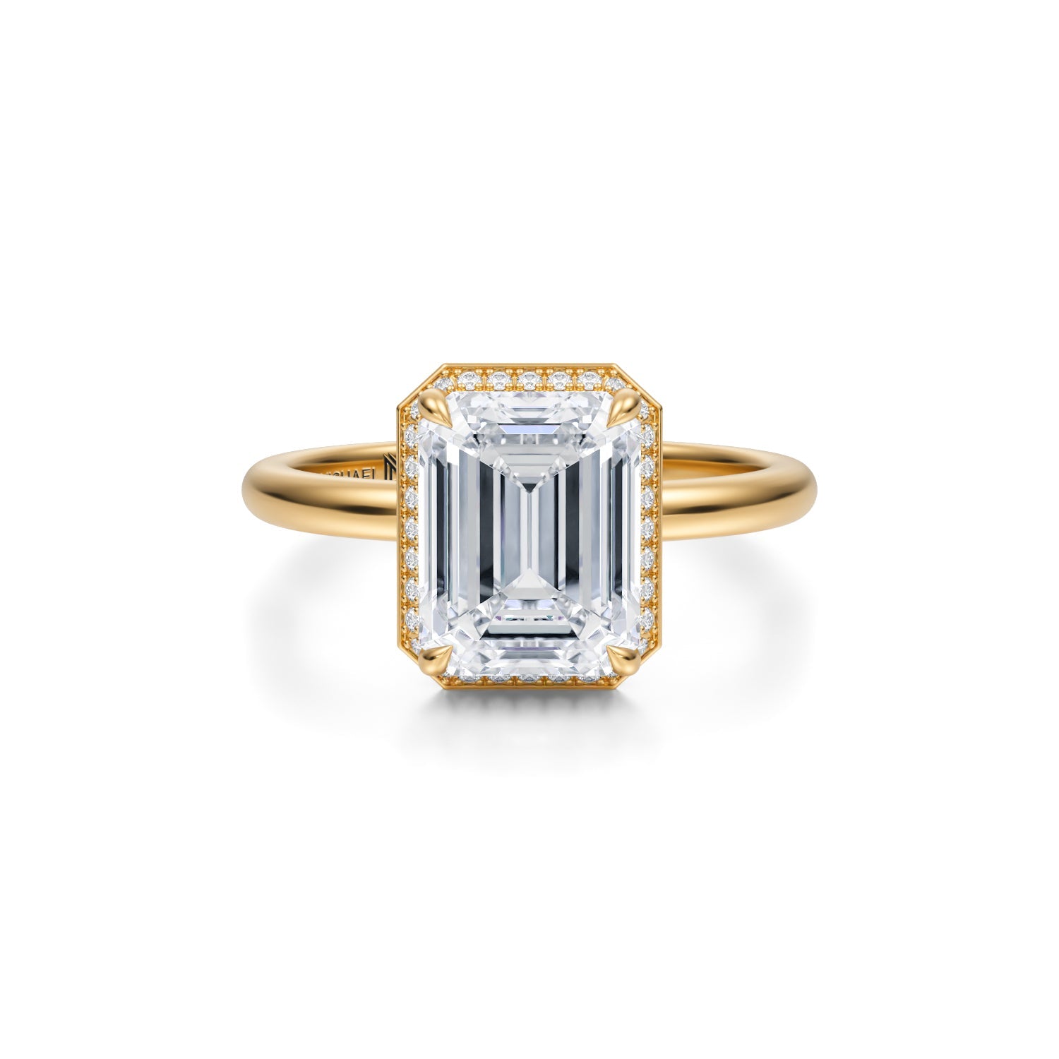 Emerald Knife Edge Halo With Solitaire Ring (1.40 Carat D-VS1) - Michael Gabriels