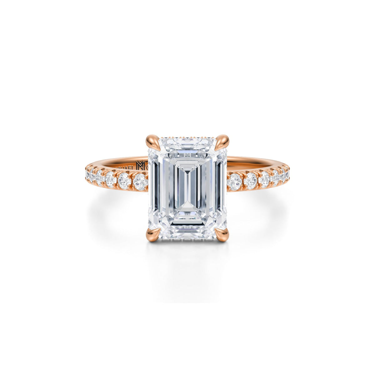 Emerald Pave Basket With Pave Ring (3.00 Carat F-VVS2) - Michael Gabriels
