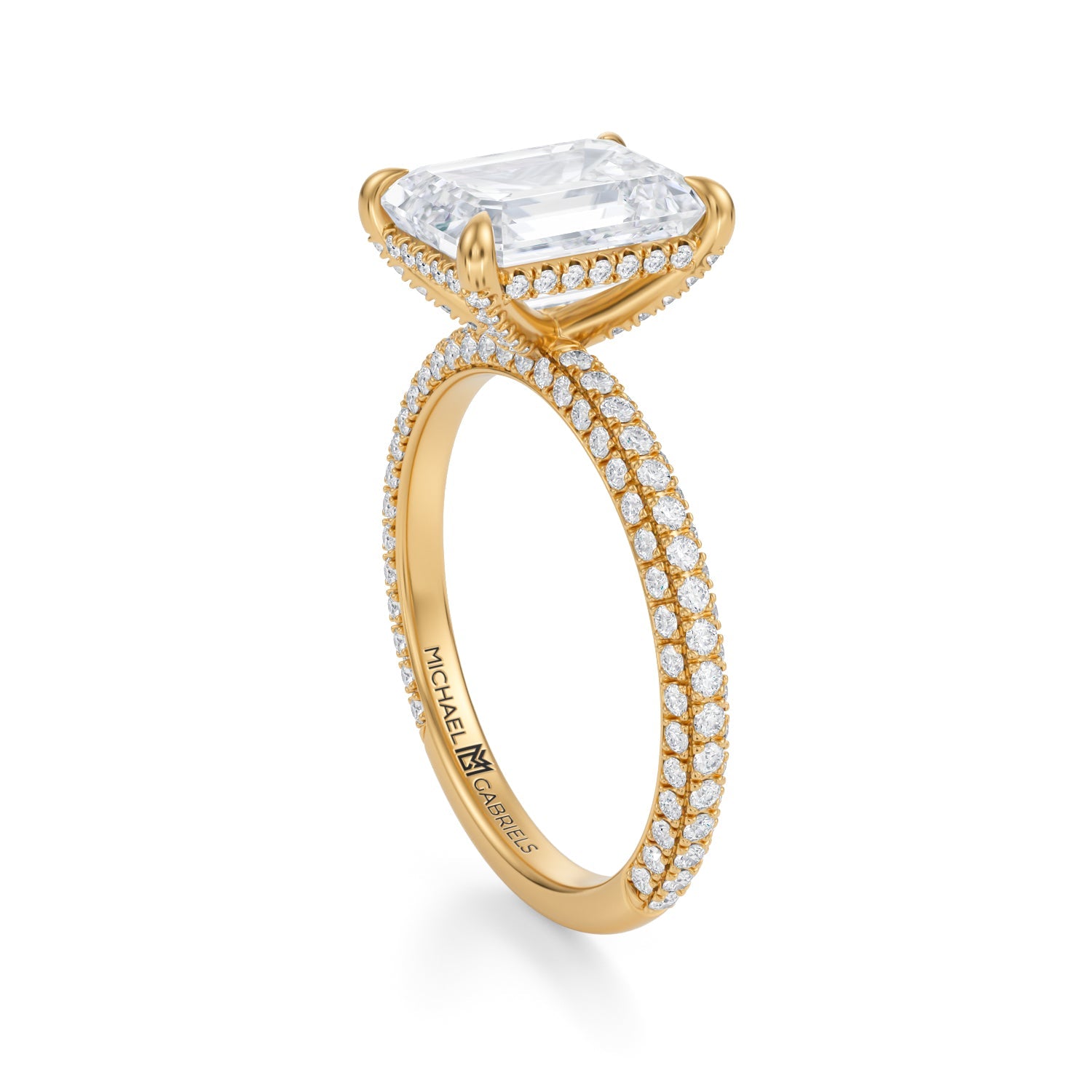 Emerald Pave Basket With Trio Pave Ring (1.40 Carat E-VVS2) - Michael Gabriels