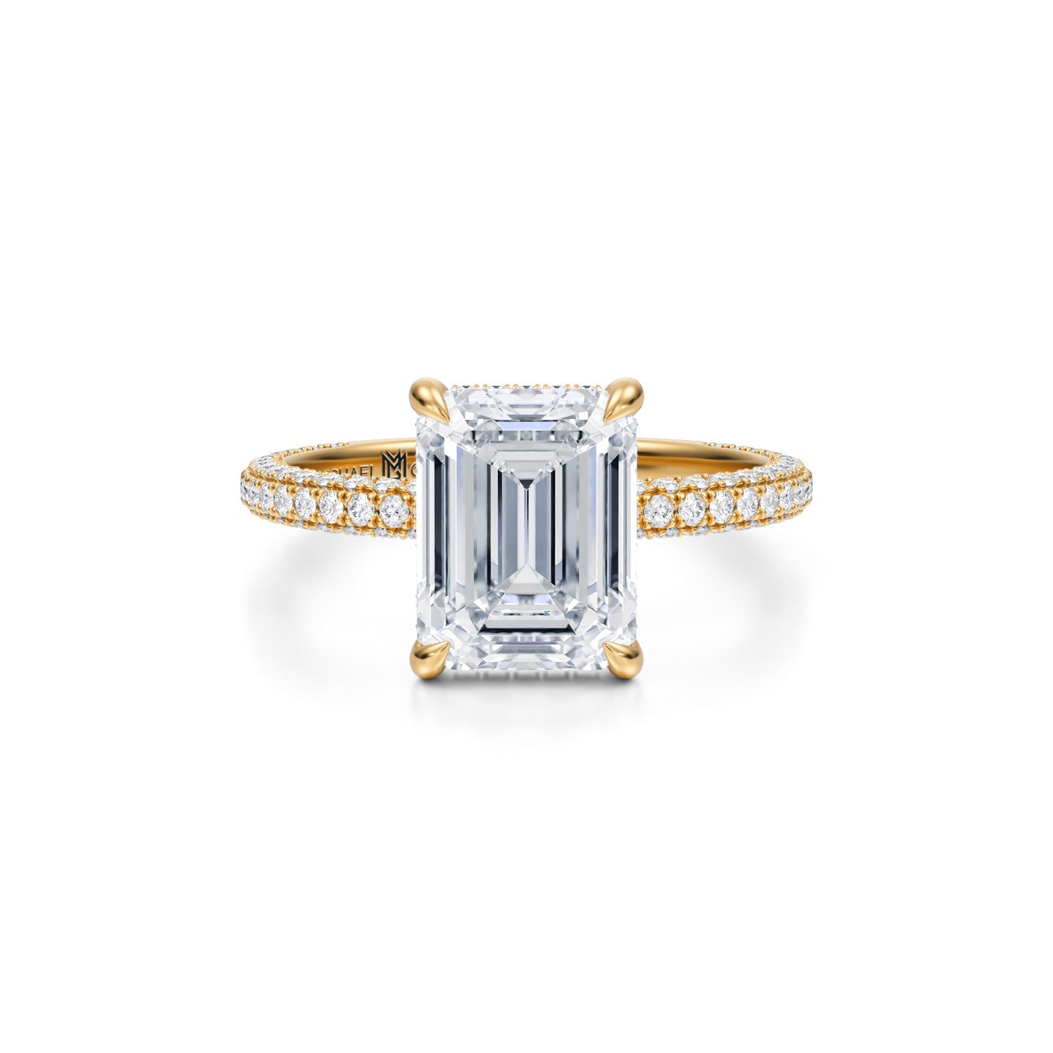 Emerald Pave Basket With Trio Pave Ring (2.70 Carat E-VS1) - Michael Gabriels