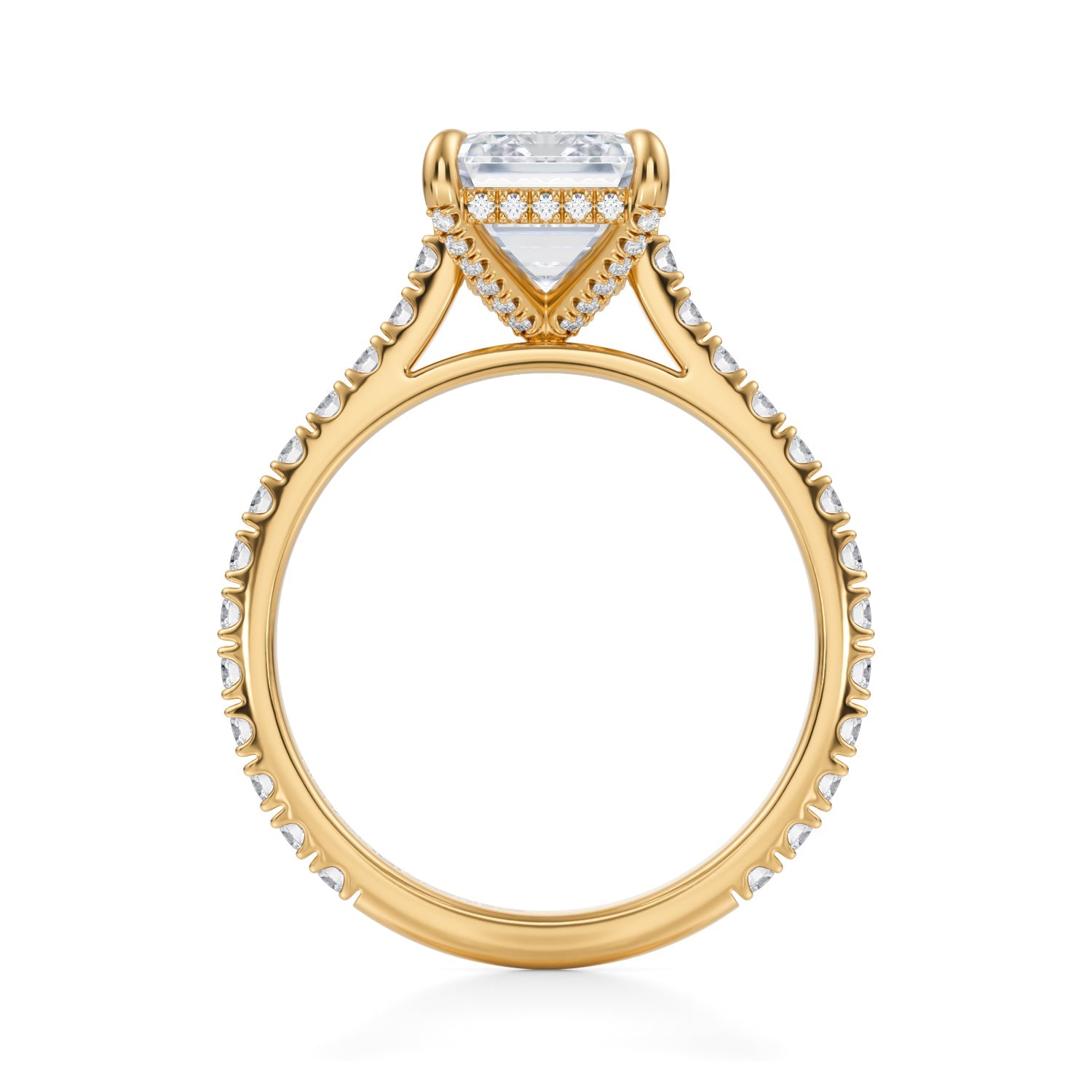Emerald Pave Cathedral Ring With Pave Basket (2.20 Carat E-VVS2) - Michael Gabriels