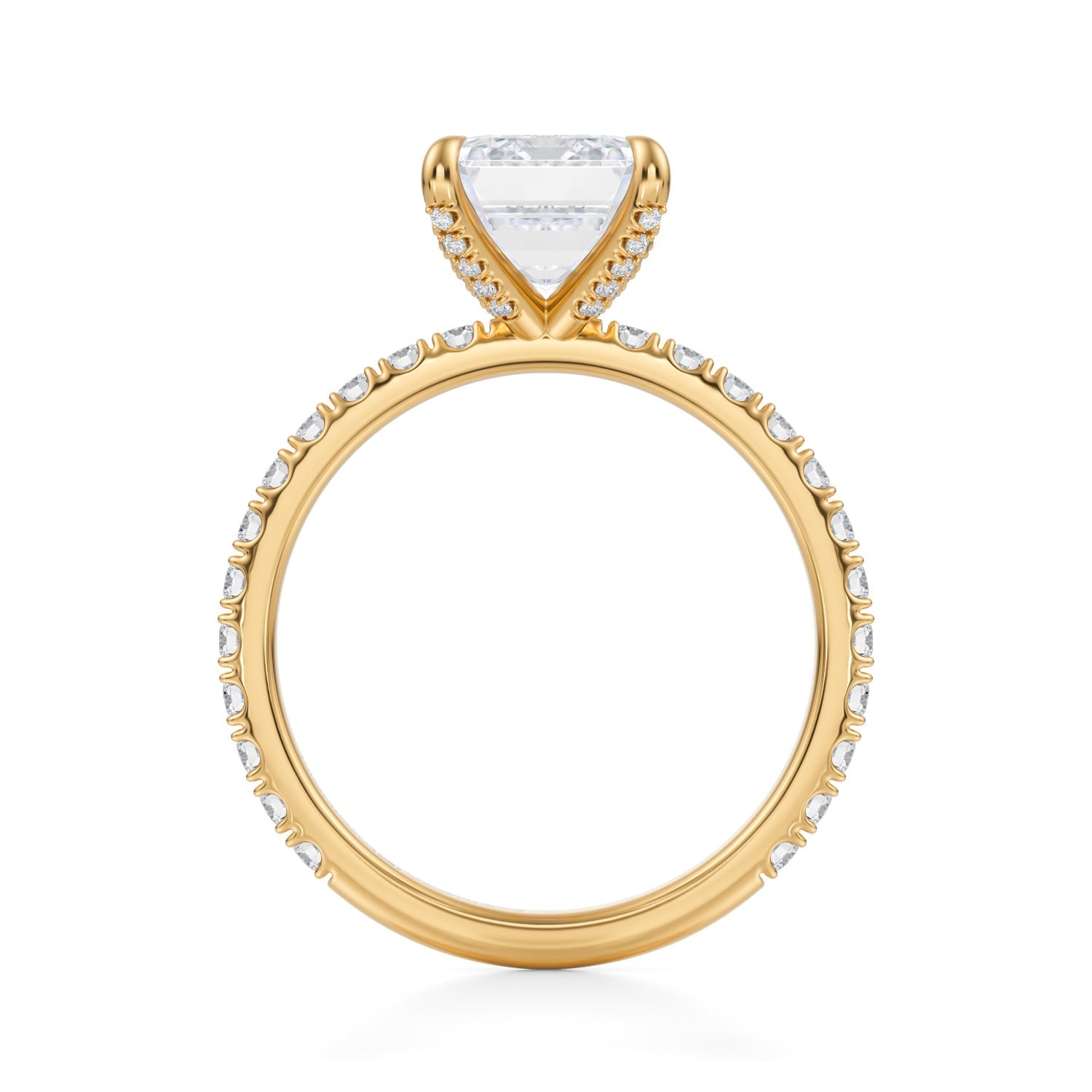 Emerald Pave Ring With Pave Prongs (1.00 Carat E-VVS2) - Michael Gabriels