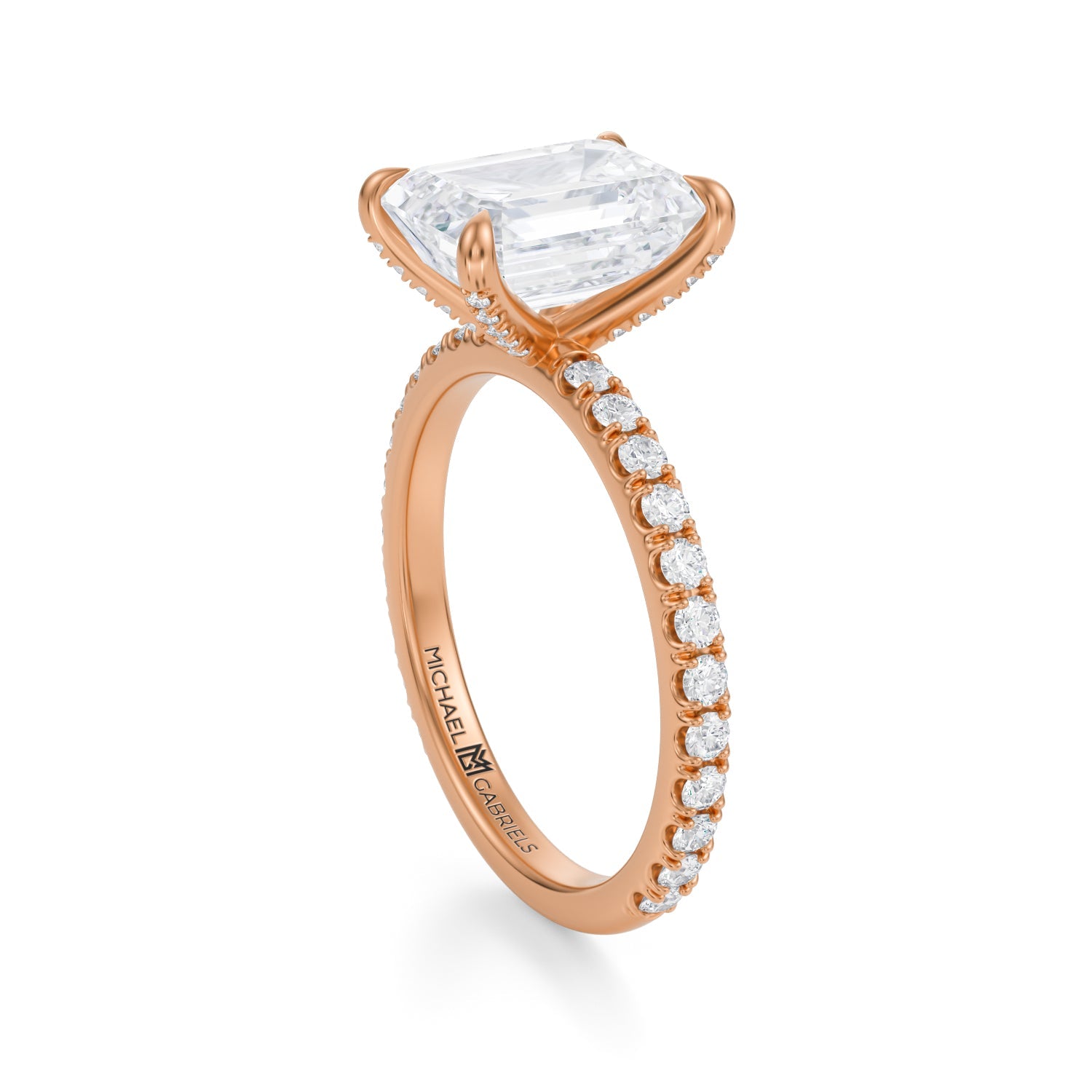 Emerald Pave Ring With Pave Prongs (3.50 Carat D-VVS2) - Michael Gabriels