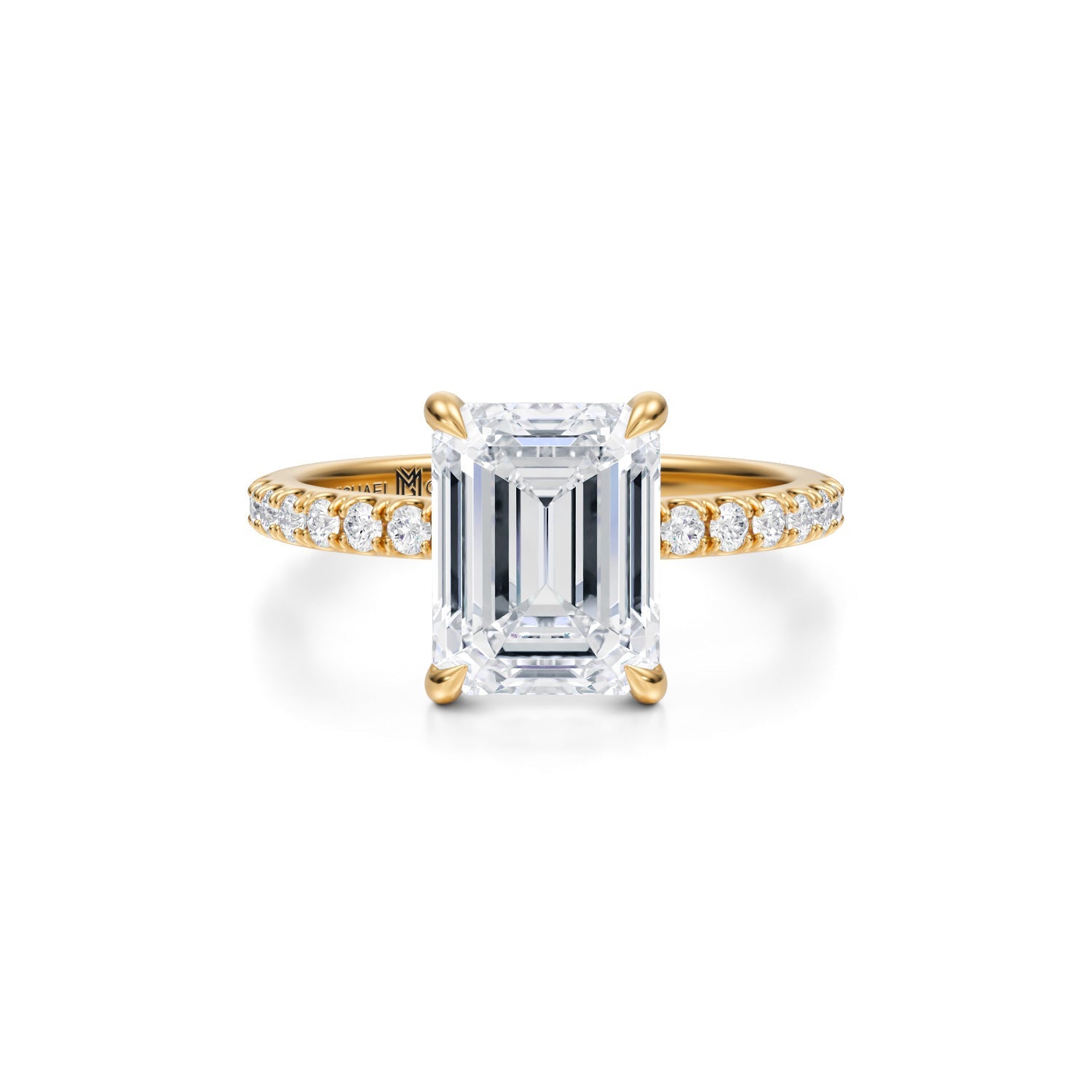 Emerald Pave Ring With Pave Prongs (3.70 Carat F-VVS2) - Michael Gabriels