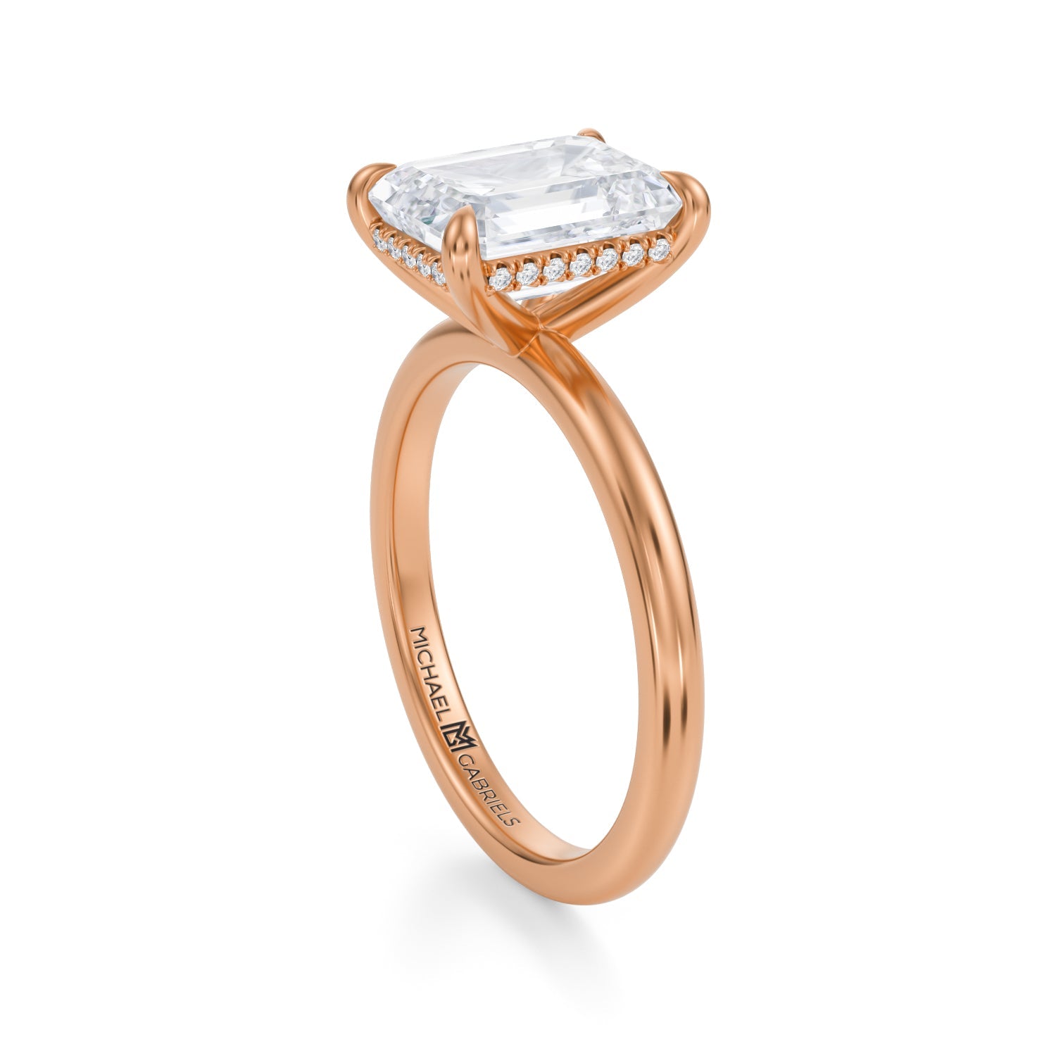 Emerald Solitaire Ring With Invisible Halo (3.20 Carat F-VVS2) - Michael Gabriels