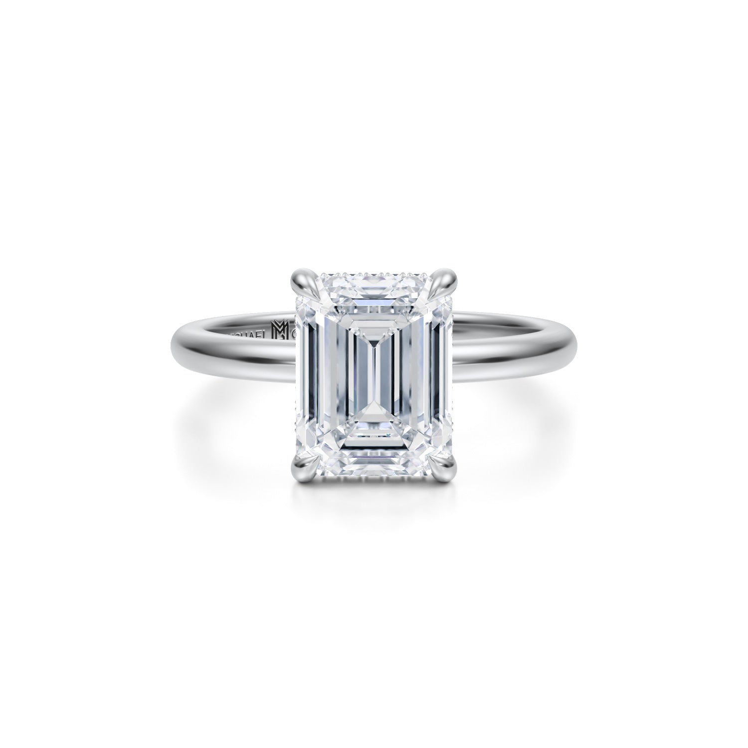 Emerald Solitaire Ring With Invisible Halo (3.50 Carat G-VS1) - Michael Gabriels