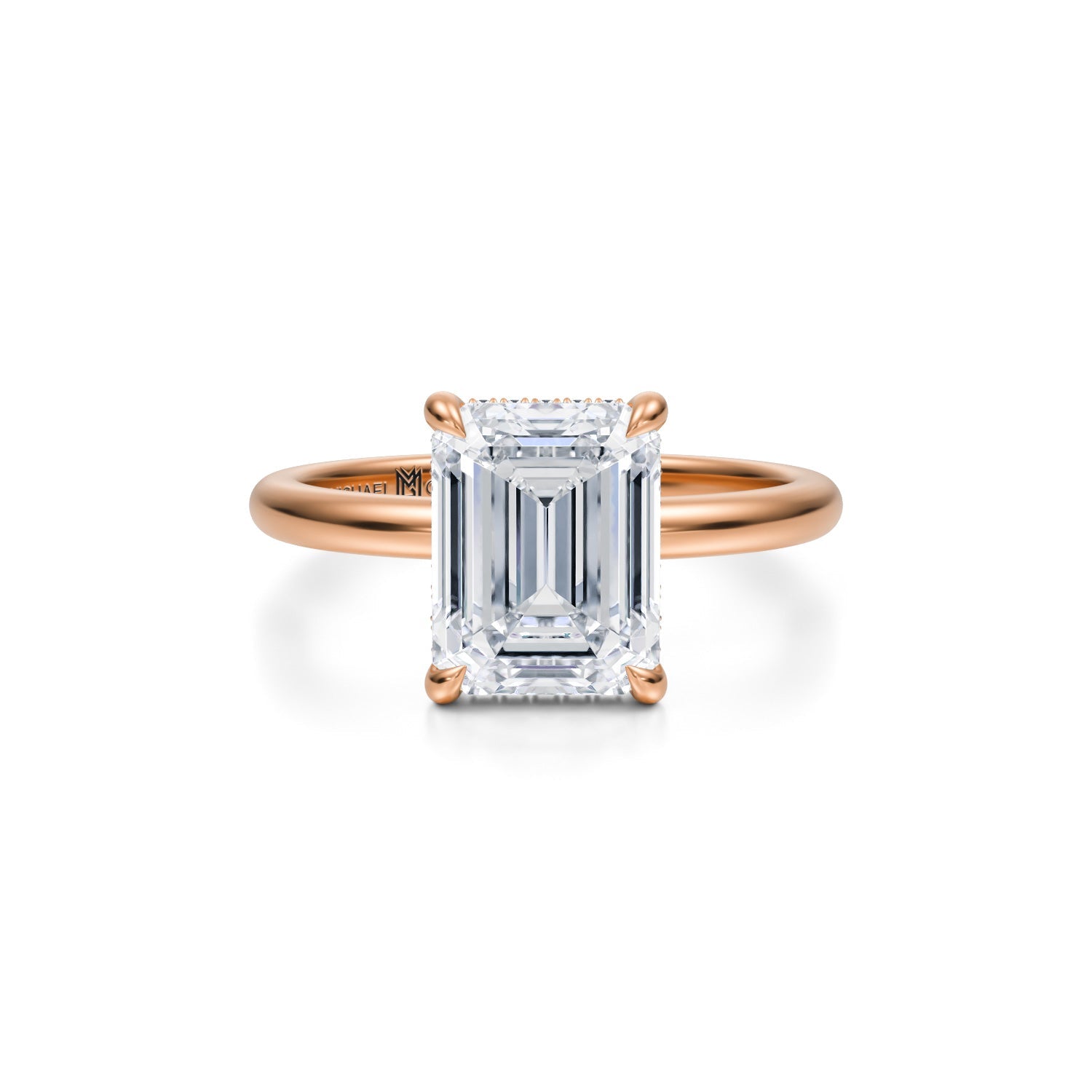 Emerald Solitaire Ring With Pave Basket (2.50 Carat G-VS1) - Michael Gabriels
