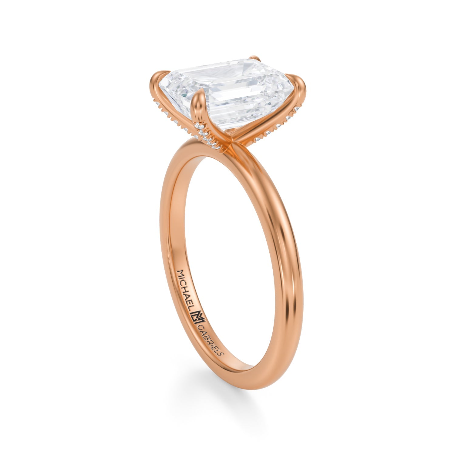 Emerald Solitaire Ring With Pave Prongs (2.00 Carat E-VVS2) - Michael Gabriels