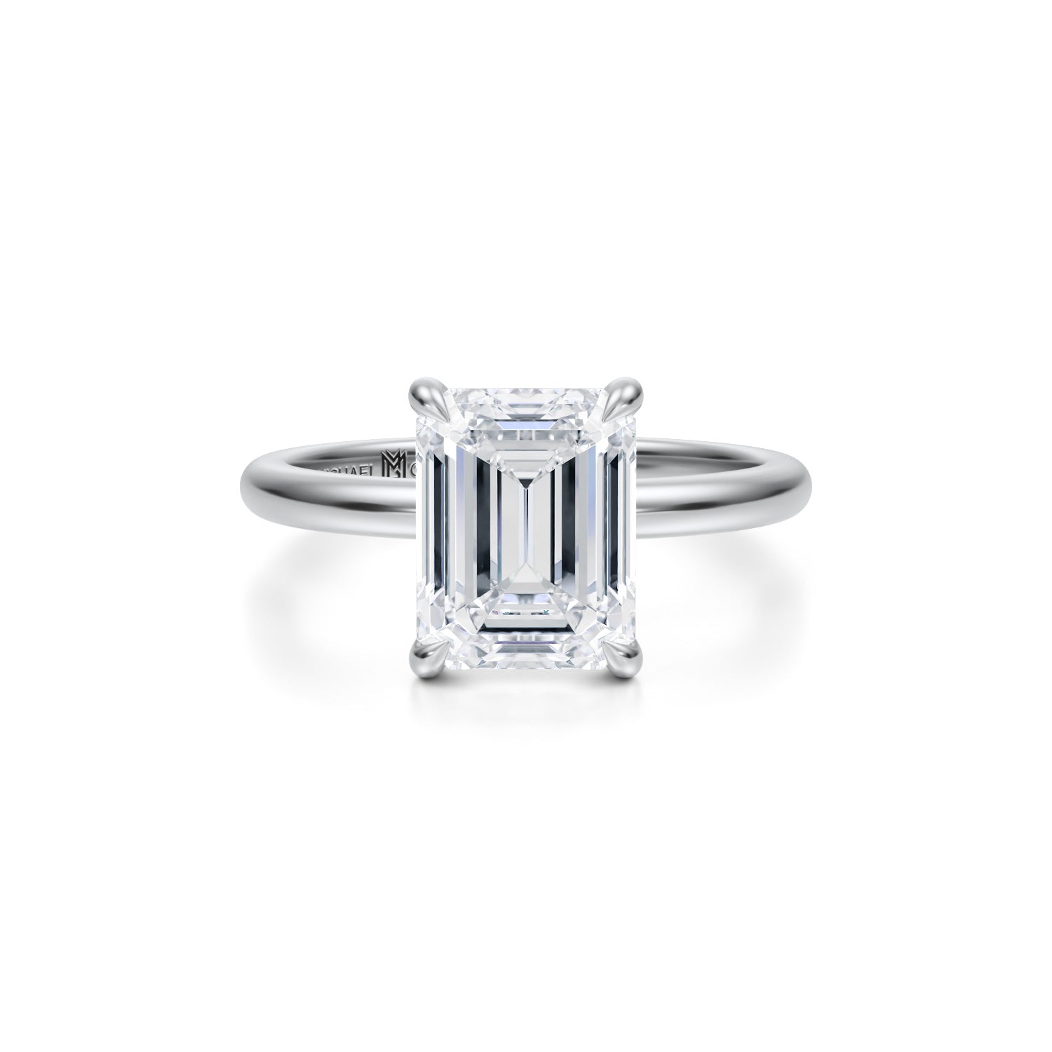 Emerald Solitaire Ring With Pave Prongs (3.40 Carat D-VVS2) - Michael Gabriels