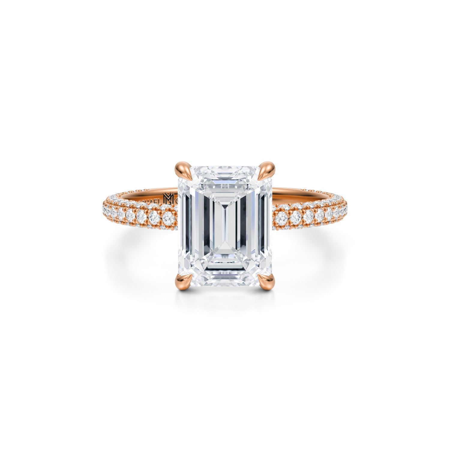 Emerald Trio Pave Ring (2.40 Carat D-VVS2) - Michael Gabriels