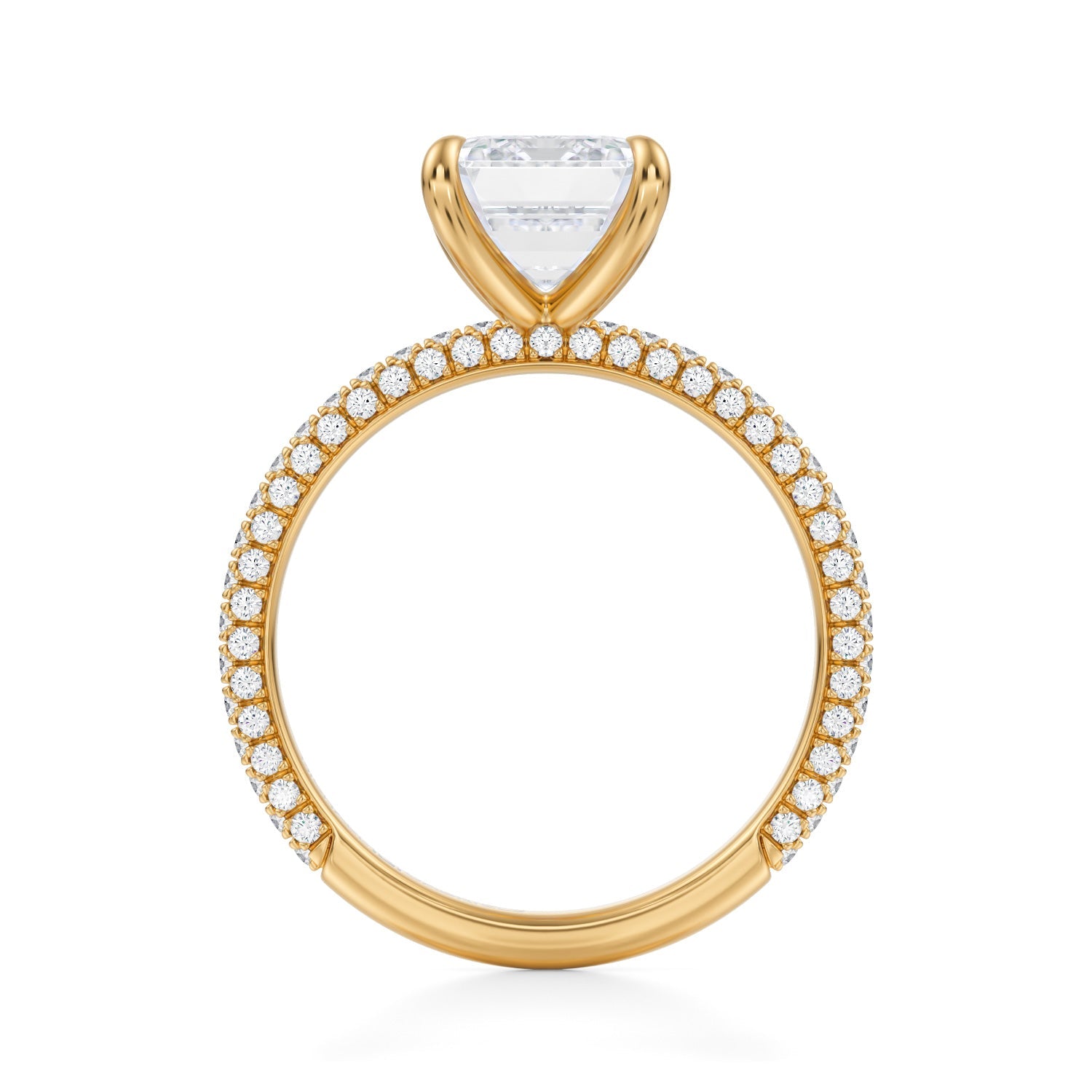 Emerald Trio Pave Ring (3.40 Carat F-VS1) - Michael Gabriels
