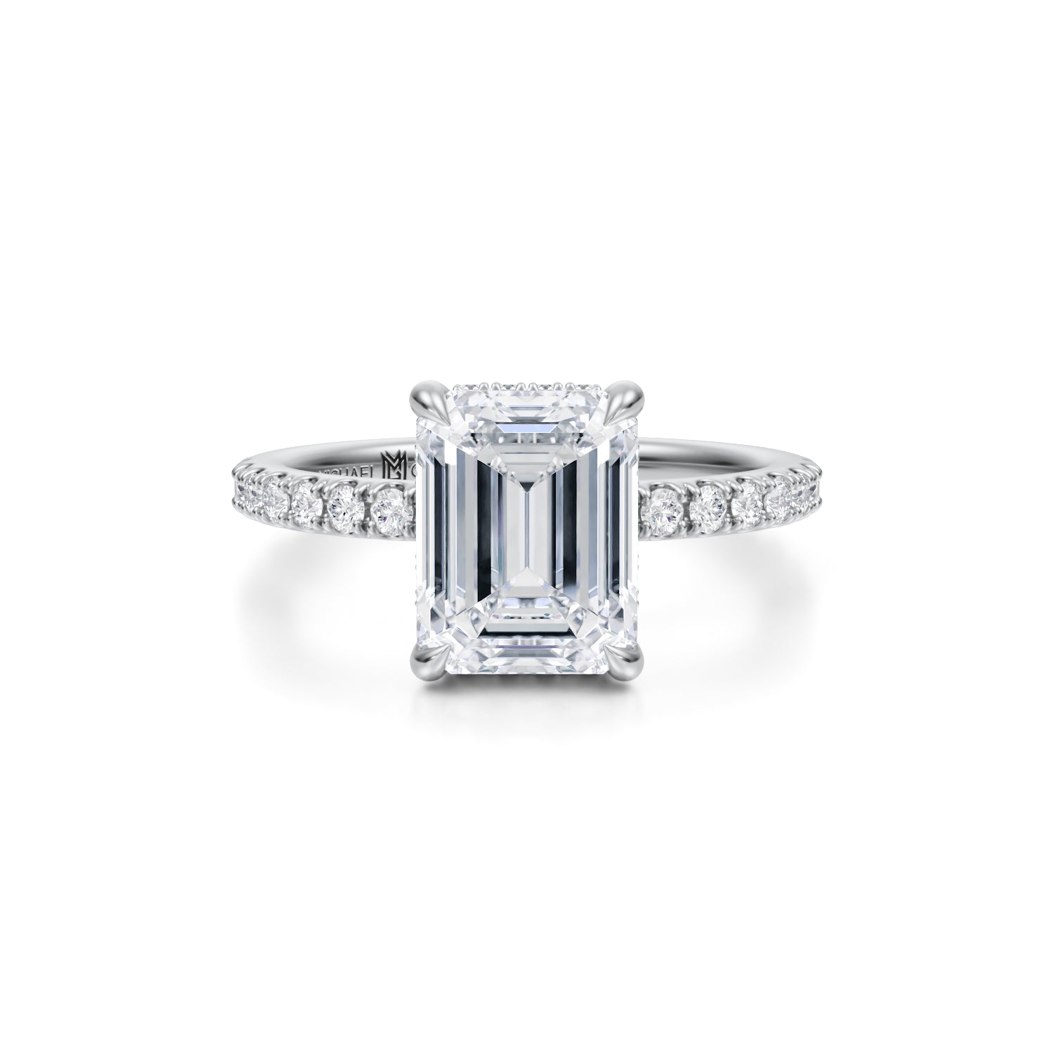 Emerald Wrap Halo With Pave Ring (2.40 Carat D-VS1) - Michael Gabriels
