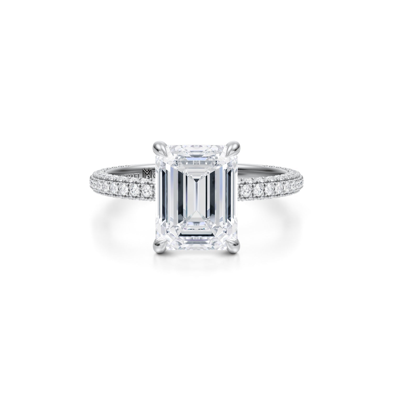 Emerald Wrap Halo With Pave Ring (2.40 Carat E-VVS2) - Michael Gabriels