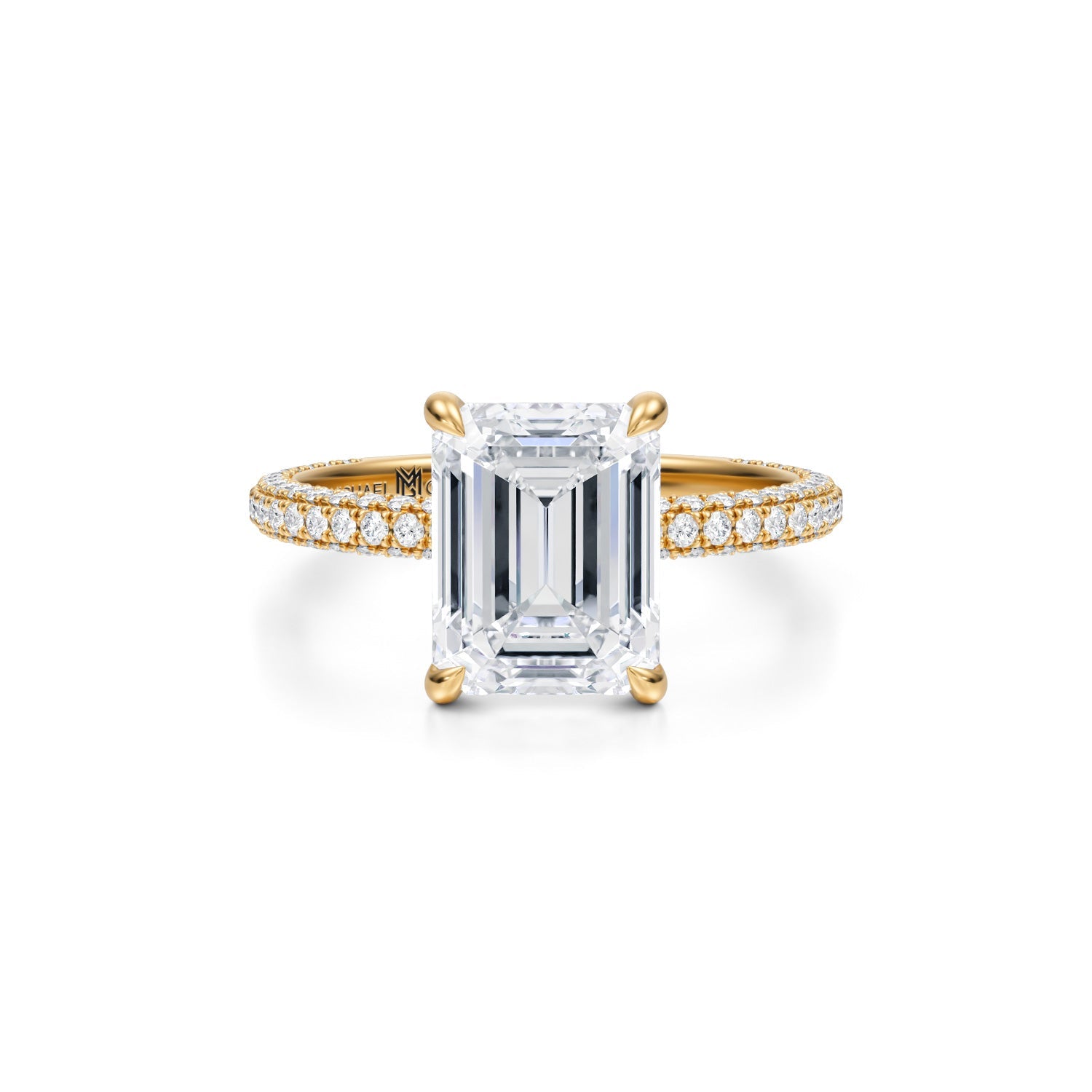 Emerald Wrap Halo With Pave Ring (2.40 Carat E-VVS2) - Michael Gabriels