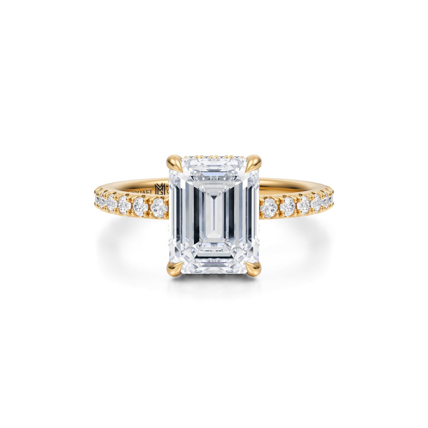 Emerald Wrap Halo With Pave Ring (3.40 Carat E-VS1) - Michael Gabriels