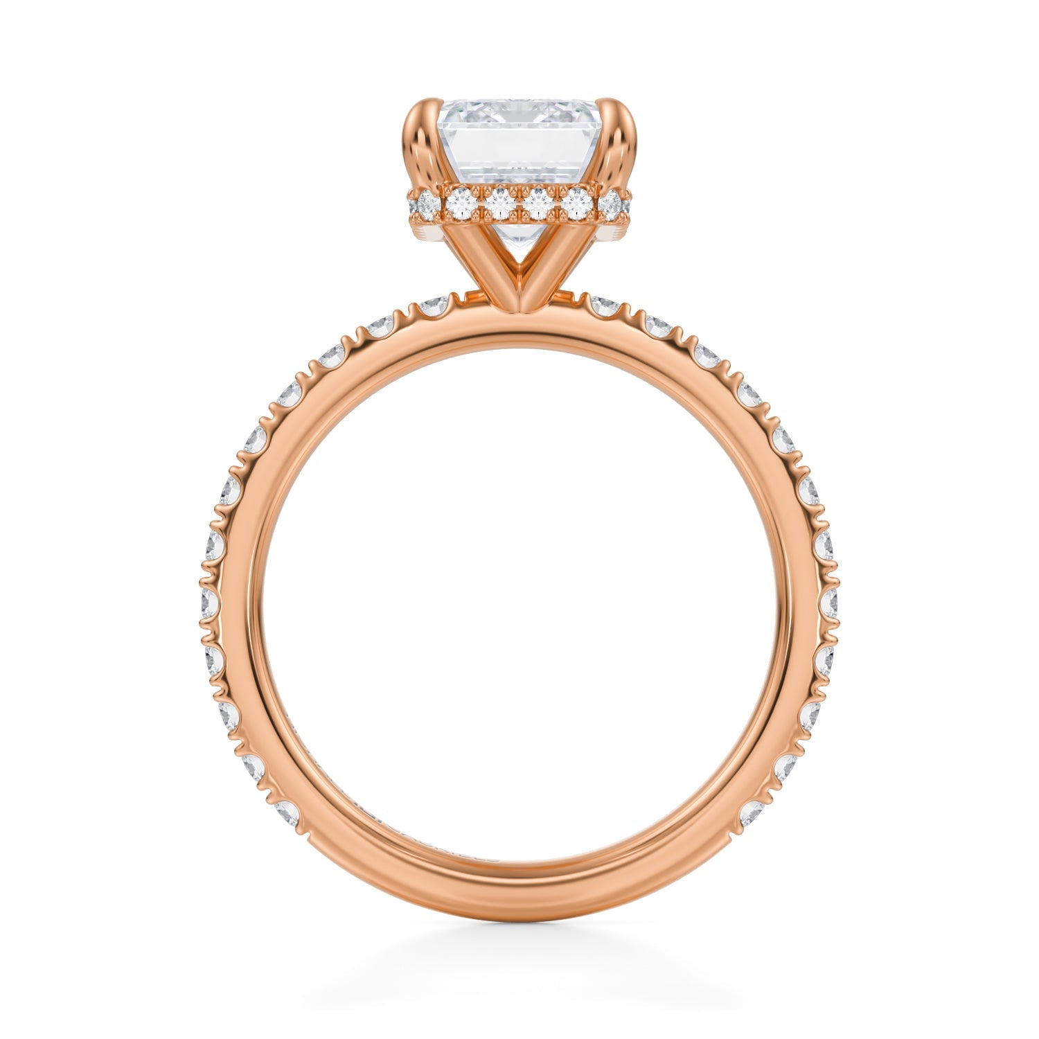 Emerald Wrap Halo With Pave Ring (3.40 Carat E-VS1) - Michael Gabriels