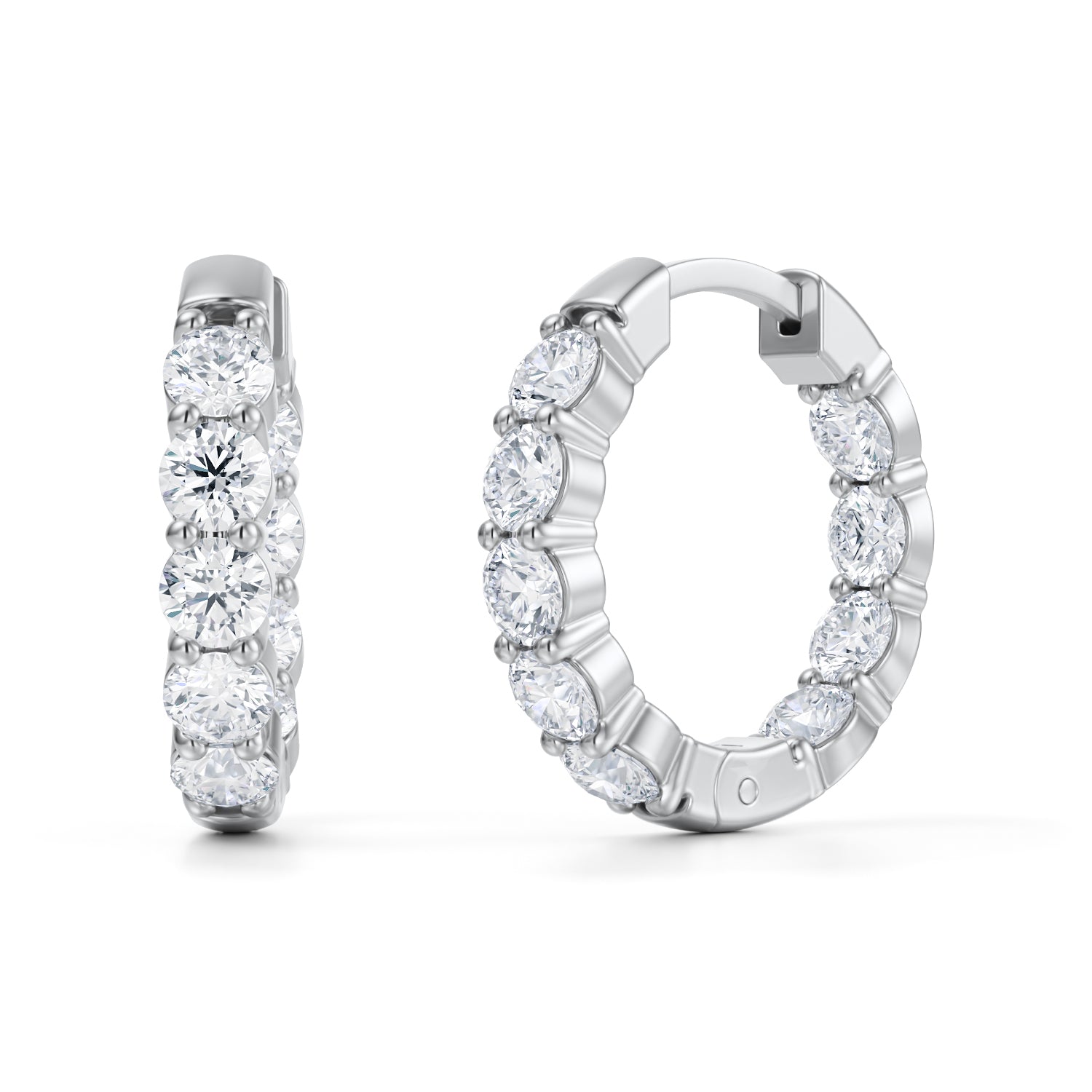 Grown Diamond Hoop Earrings 14kt White Gold Diamond Earrings Carat