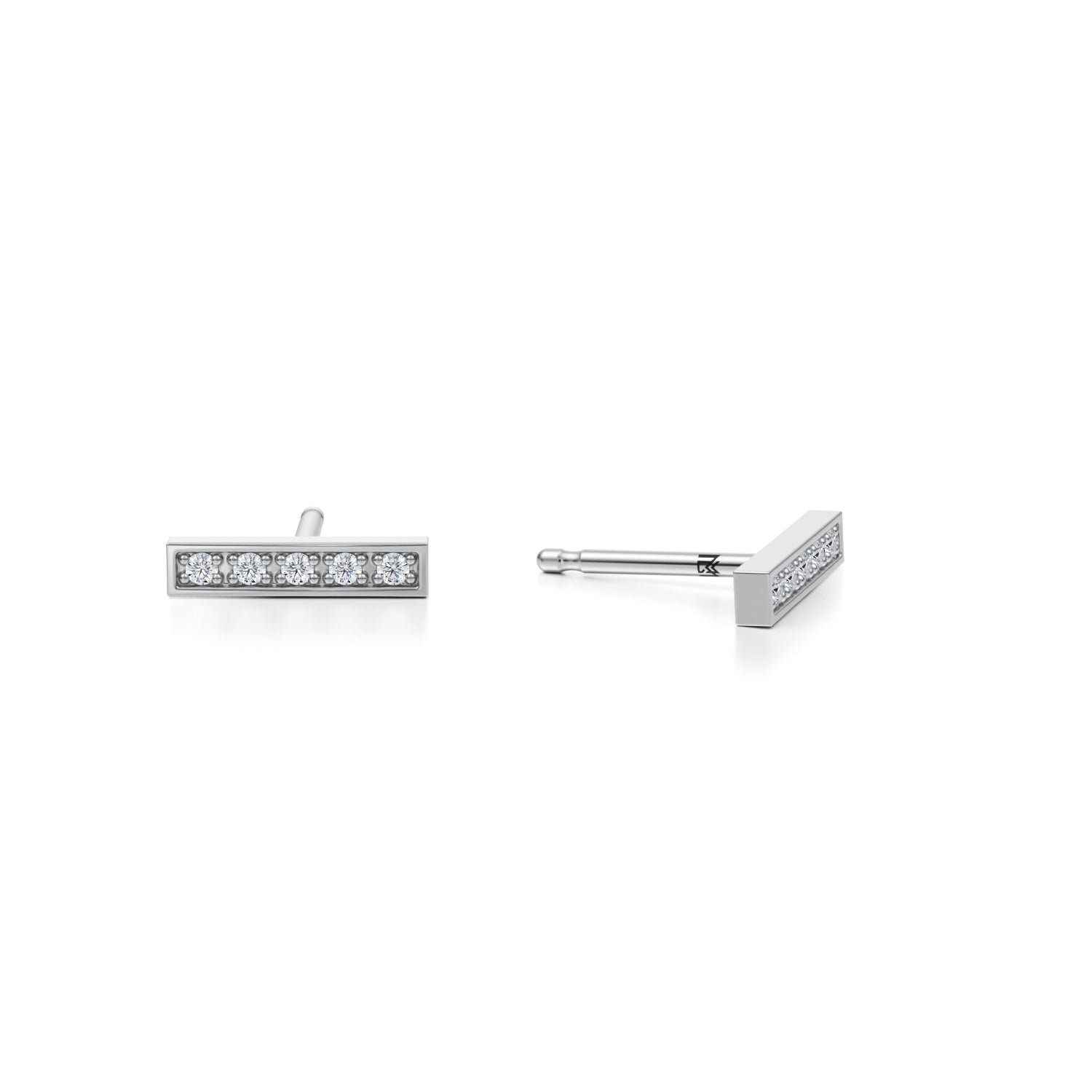 Lab Grown Diamond Bar Earrings Bright Cut - Medium - Michael Gabriels