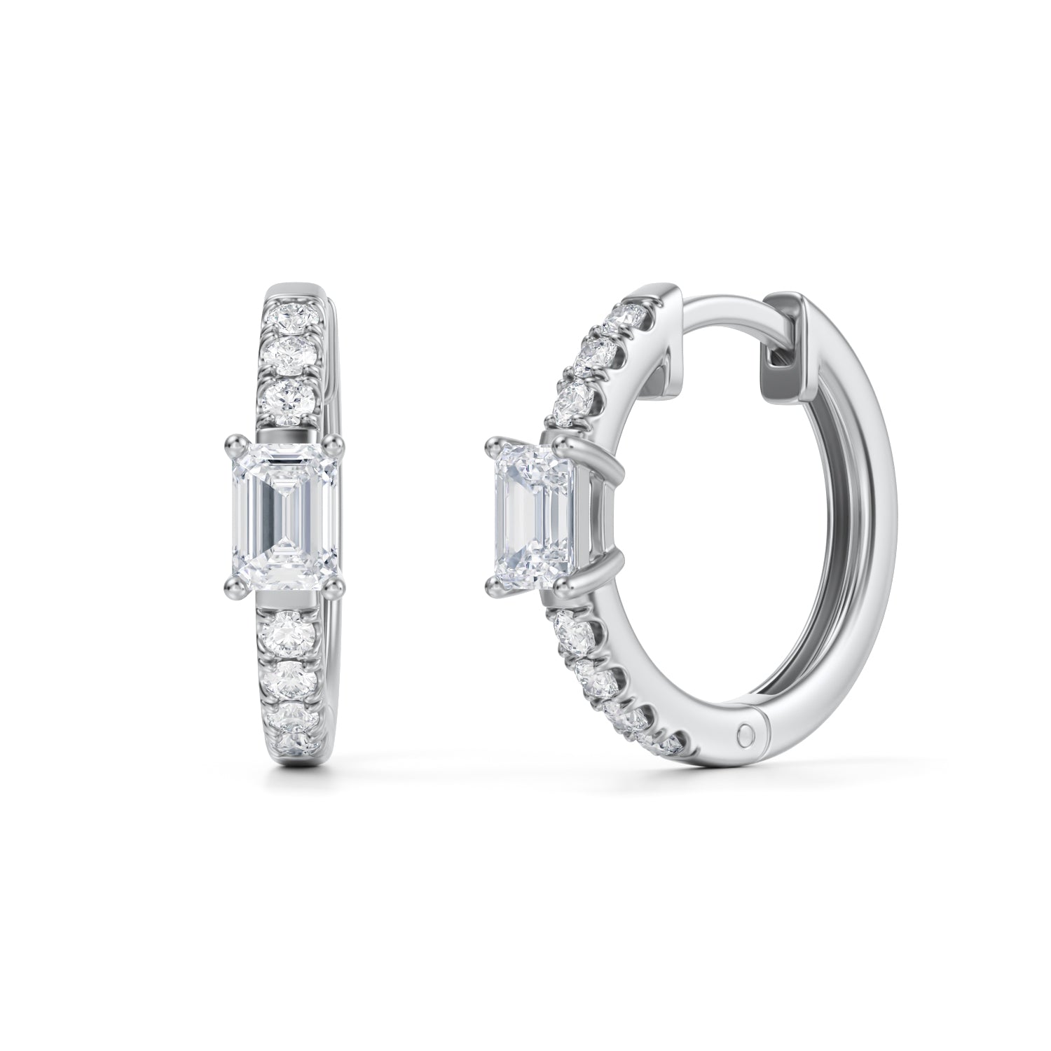 Lab Grown Diamond Huggie Earrings - Emerald - Michael Gabriels
