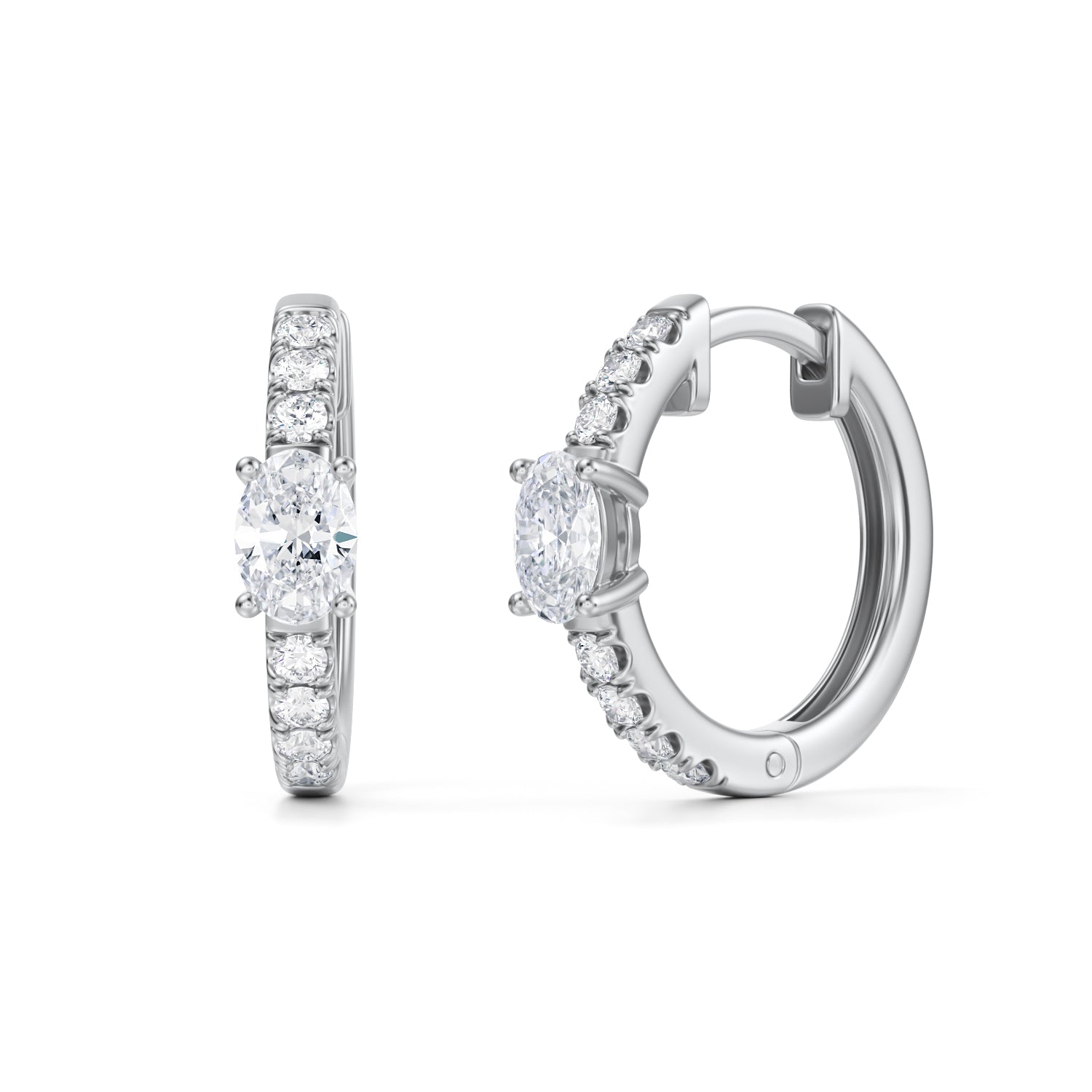 Lab Grown Diamond Huggie Earrings - Oval - Michael Gabriels