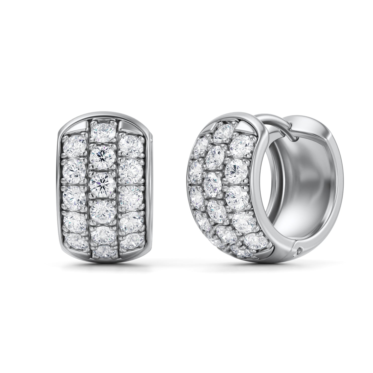 Lab Grown Diamond Huggie Earrings - Trio Pave - Michael Gabriels
