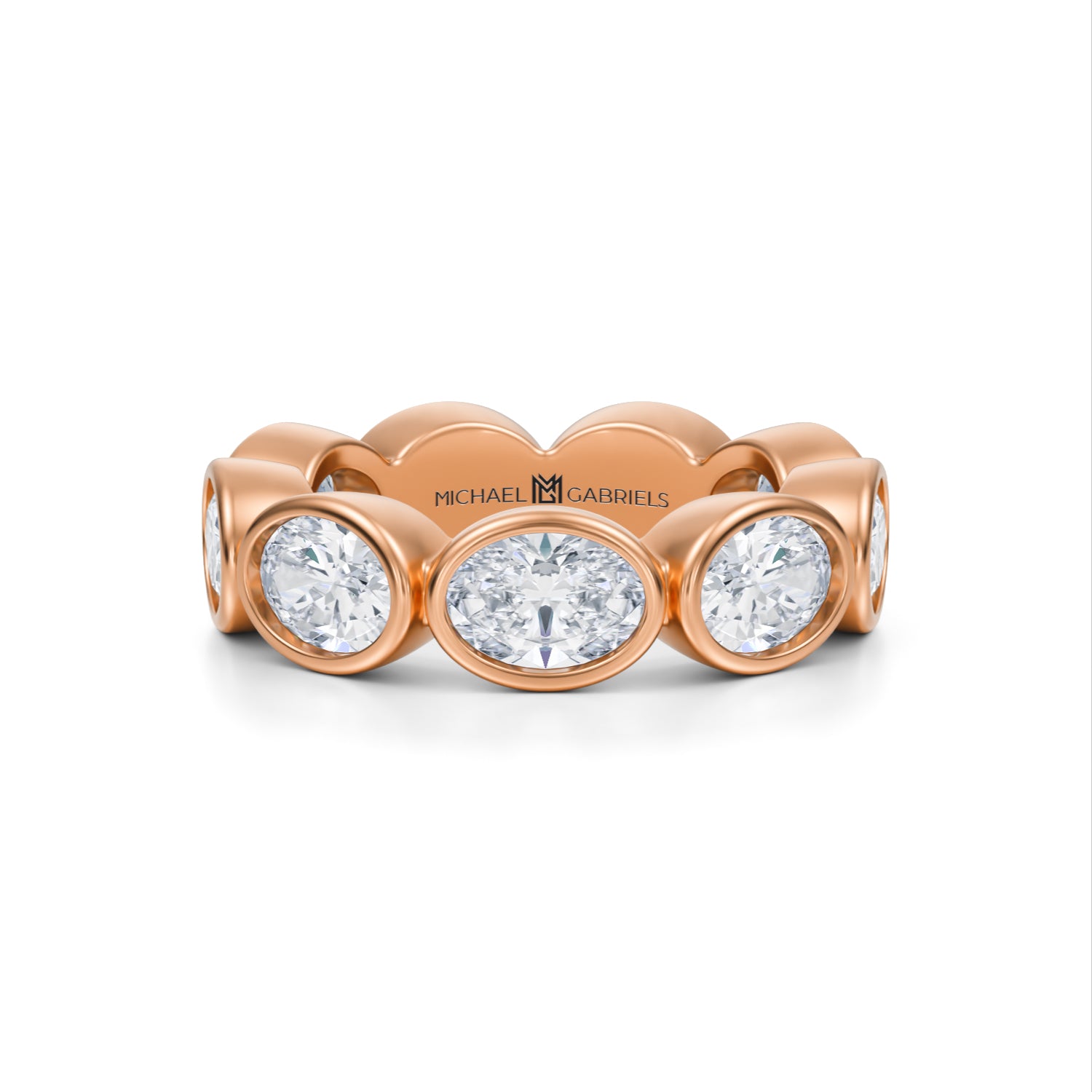 Oval Bezel Lab Grown Diamond Horizontal Eternity Band - Large - Michael Gabriels