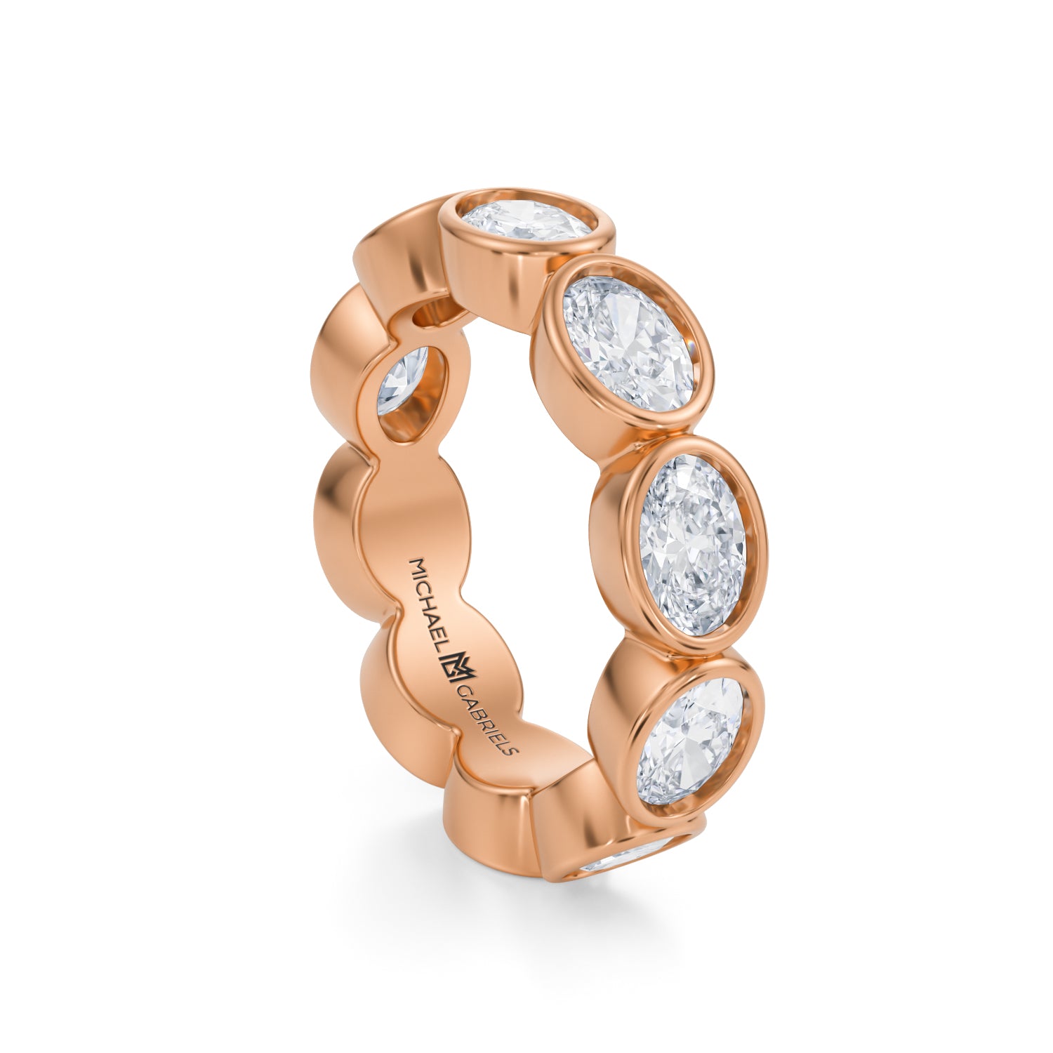 Oval Bezel Lab Grown Diamond Horizontal Eternity Band - Medium - Michael Gabriels